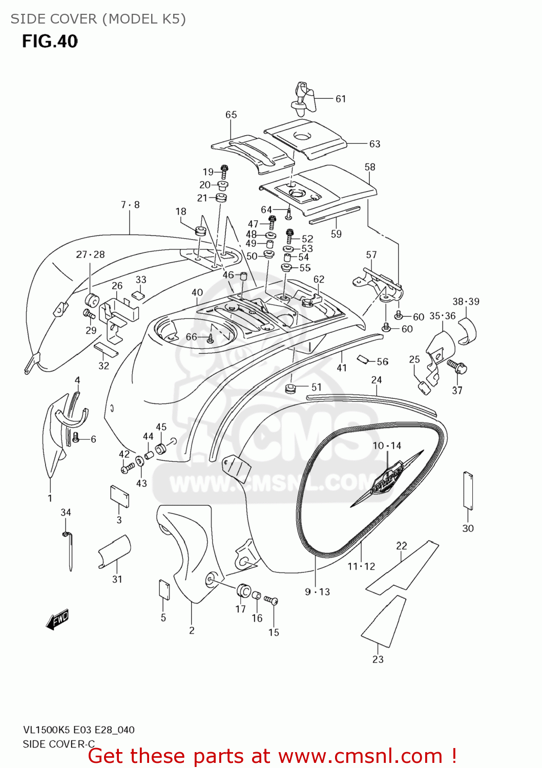 SIDE COVER (MODEL K5) VL1500 BOULEVARD C90 2006 (K6) USA (E03)