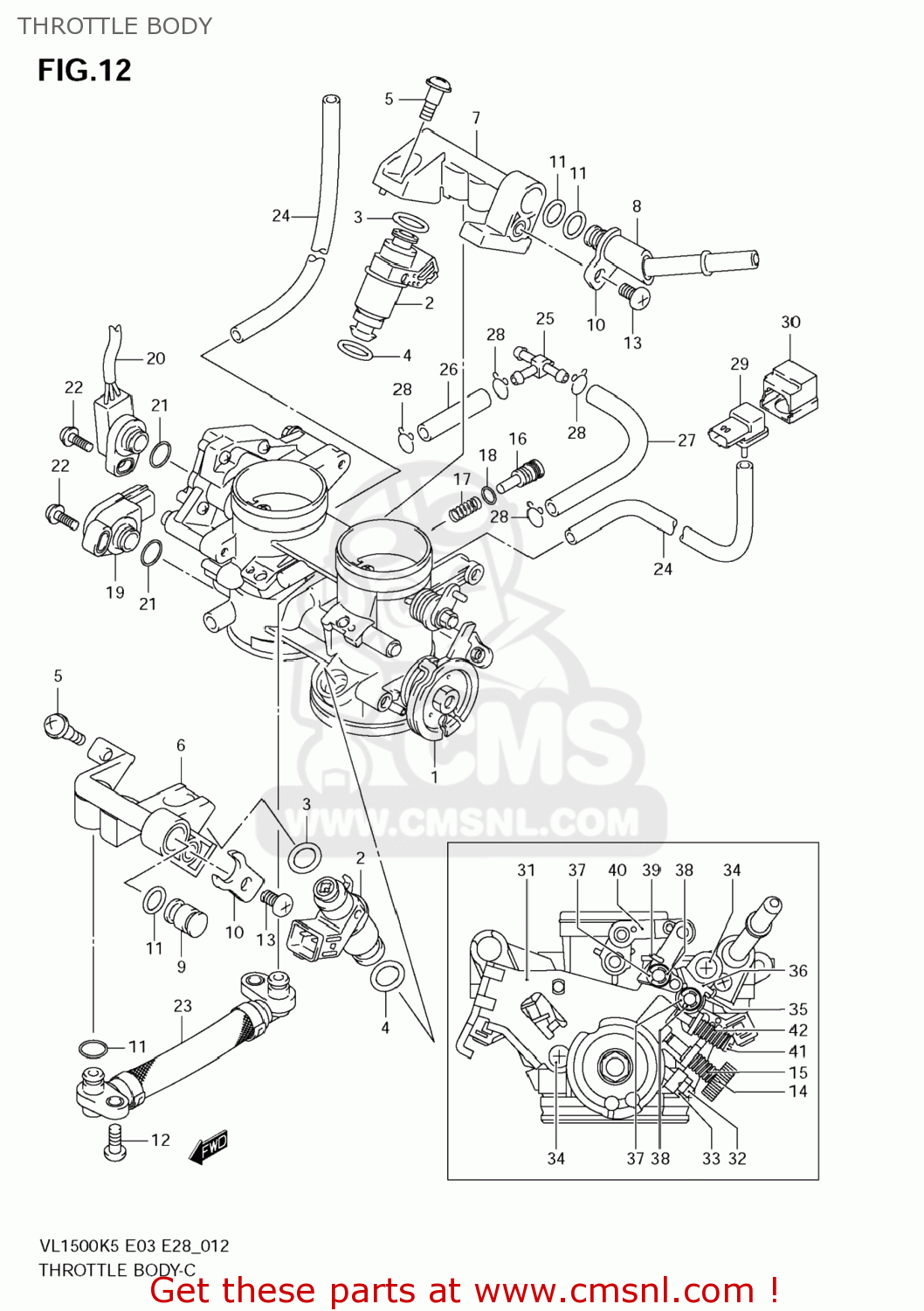 THROTTLE BODY VL1500 BOULEVARD C90 2006 (K6) USA (E03)