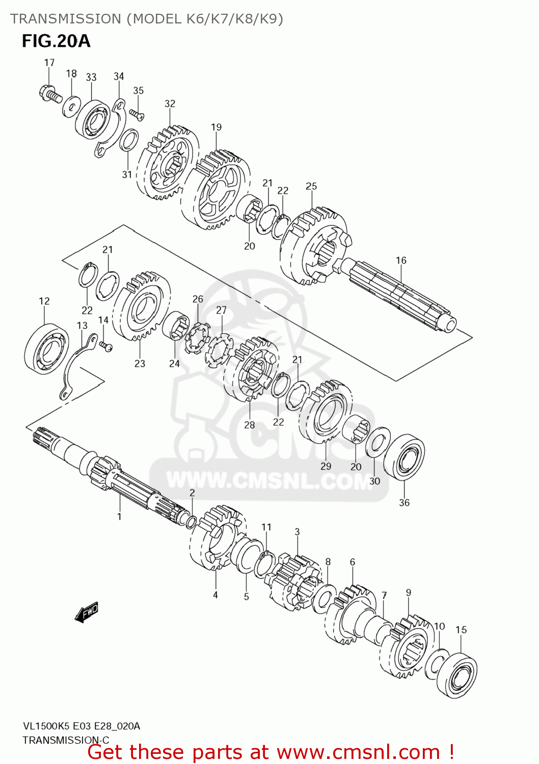 TRANSMISSION (MODEL K6/K7/K8/K9) VL1500 BOULEVARD C90 2006 (K6) USA (E03)