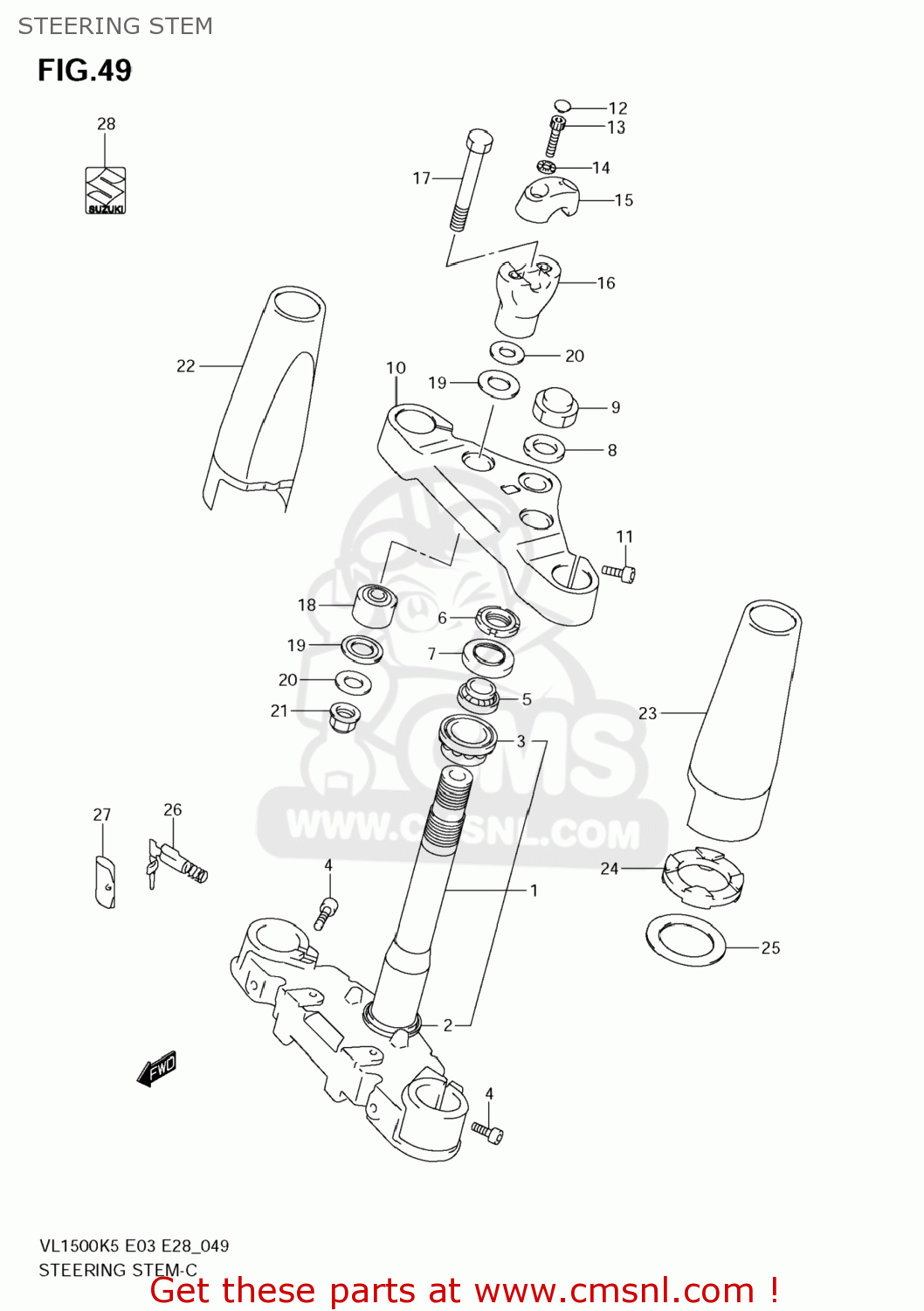 STEERING STEM VL1500 BOULEVARD C90 2007 (K7) USA (E03)