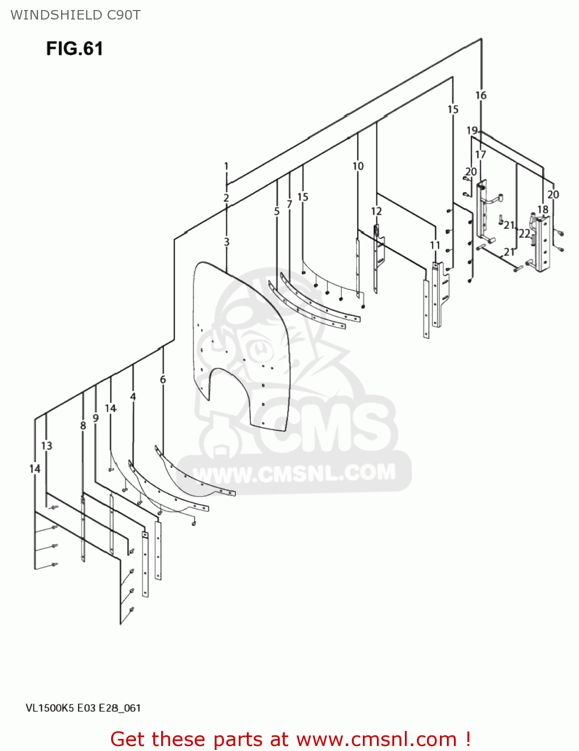 WINDSHIELD C90T VL1500 BOULEVARD C90 2007 (K7) USA (E03)