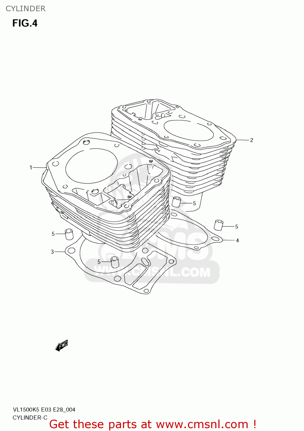 CYLINDER VL1500 BOULEVARD C90 2008 (K8) USA (E03)