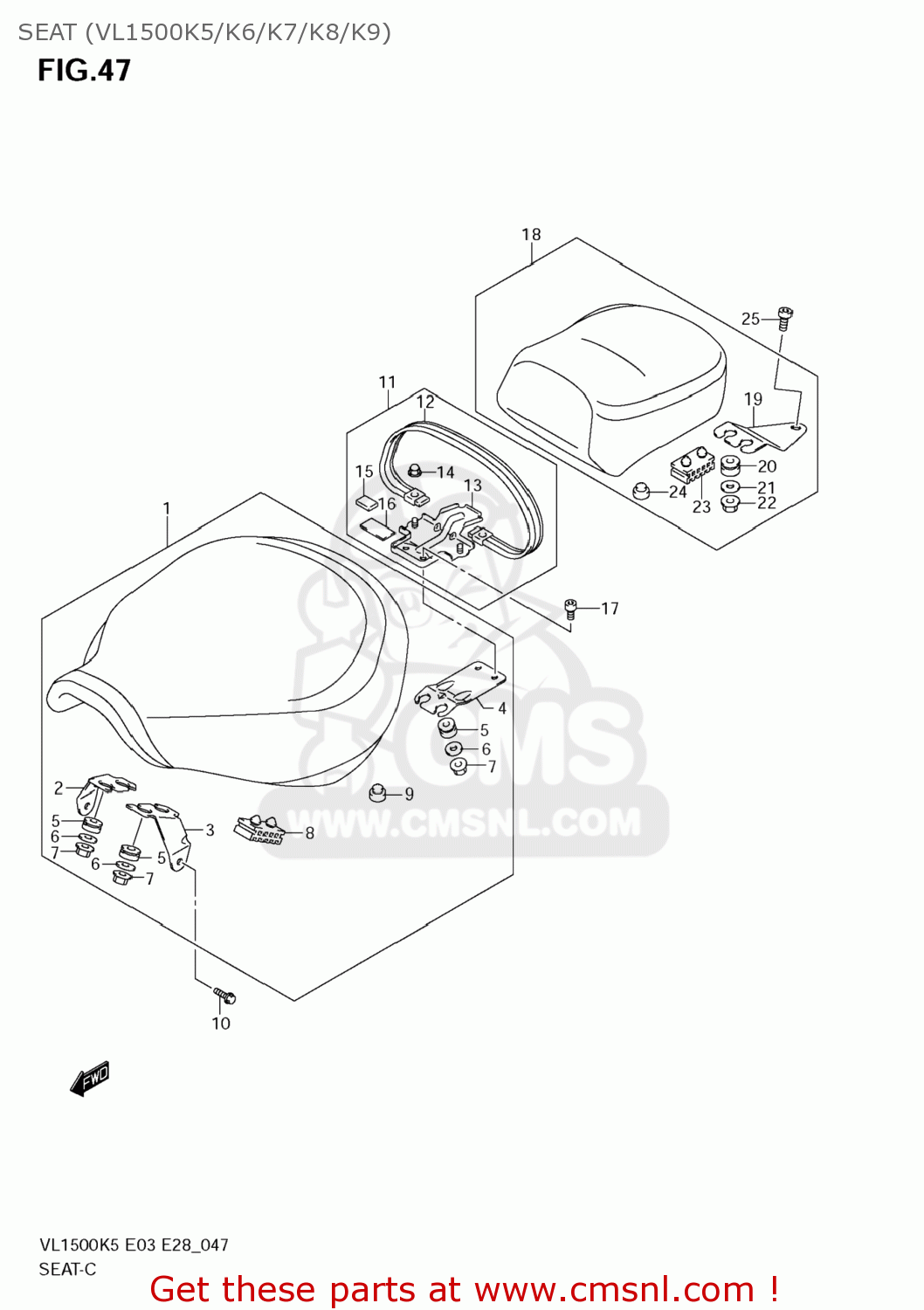 SEAT (VL1500K5/K6/K7/K8/K9) VL1500 BOULEVARD C90 2008 (K8) USA (E03)