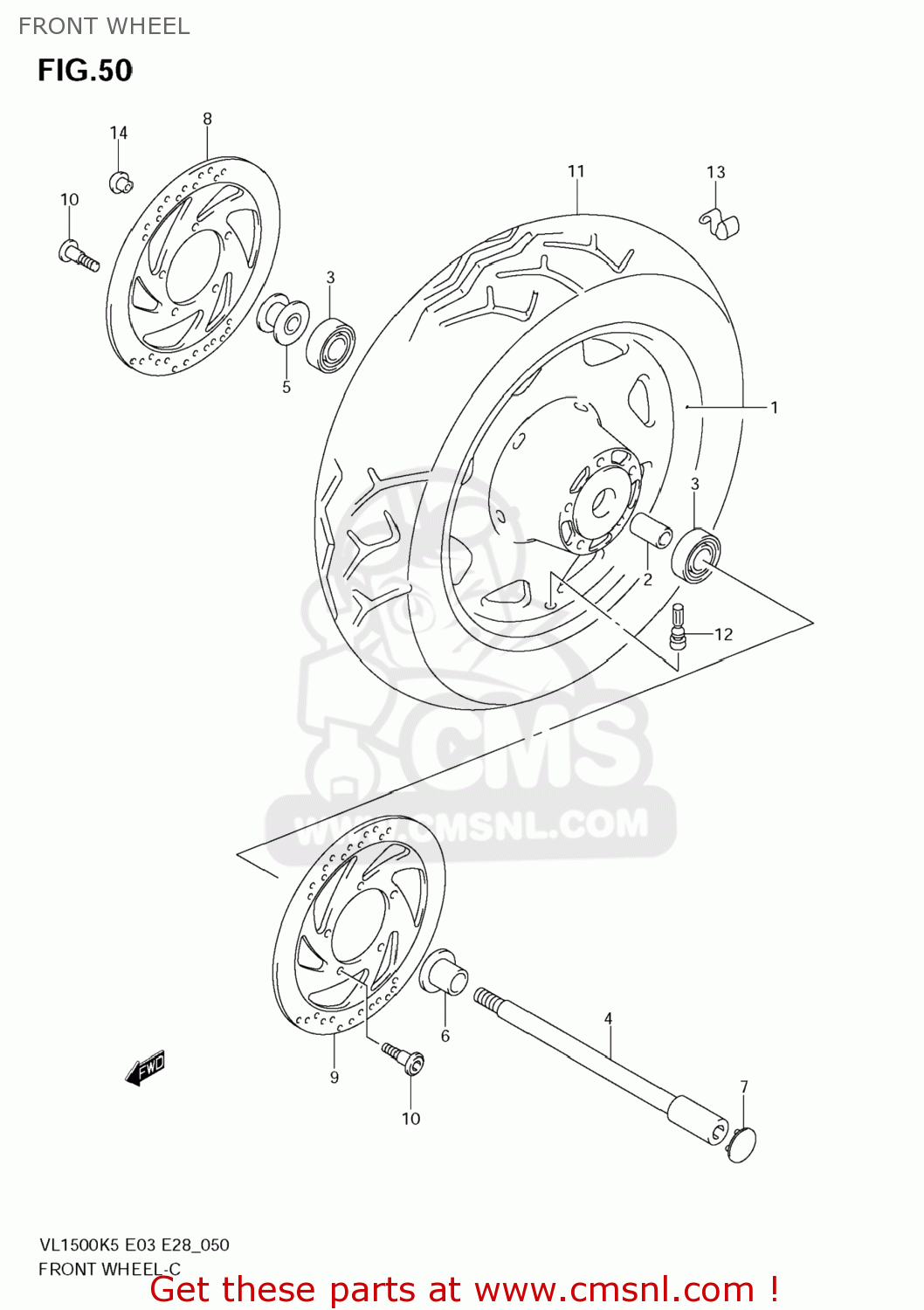 FRONT WHEEL VL1500 BOULEVARD C90 2009 (K9) USA (E03)