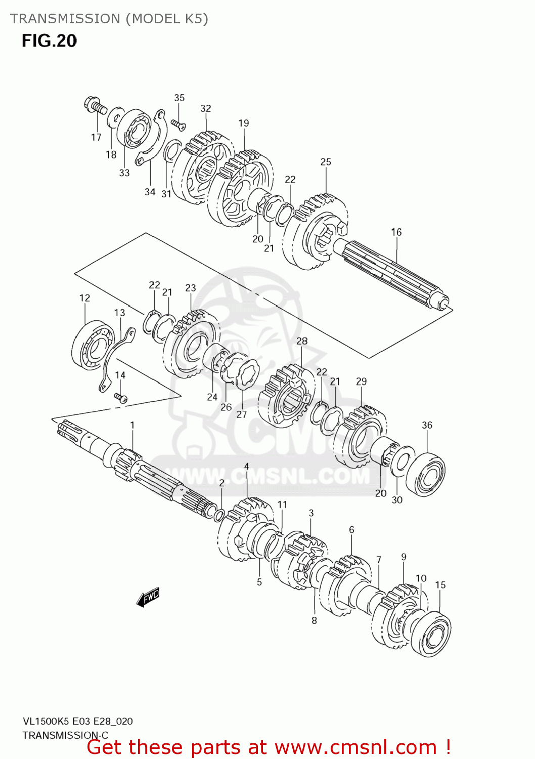 TRANSMISSION (MODEL K5) VL1500 BOULEVARD C90 2009 (K9) USA (E03)