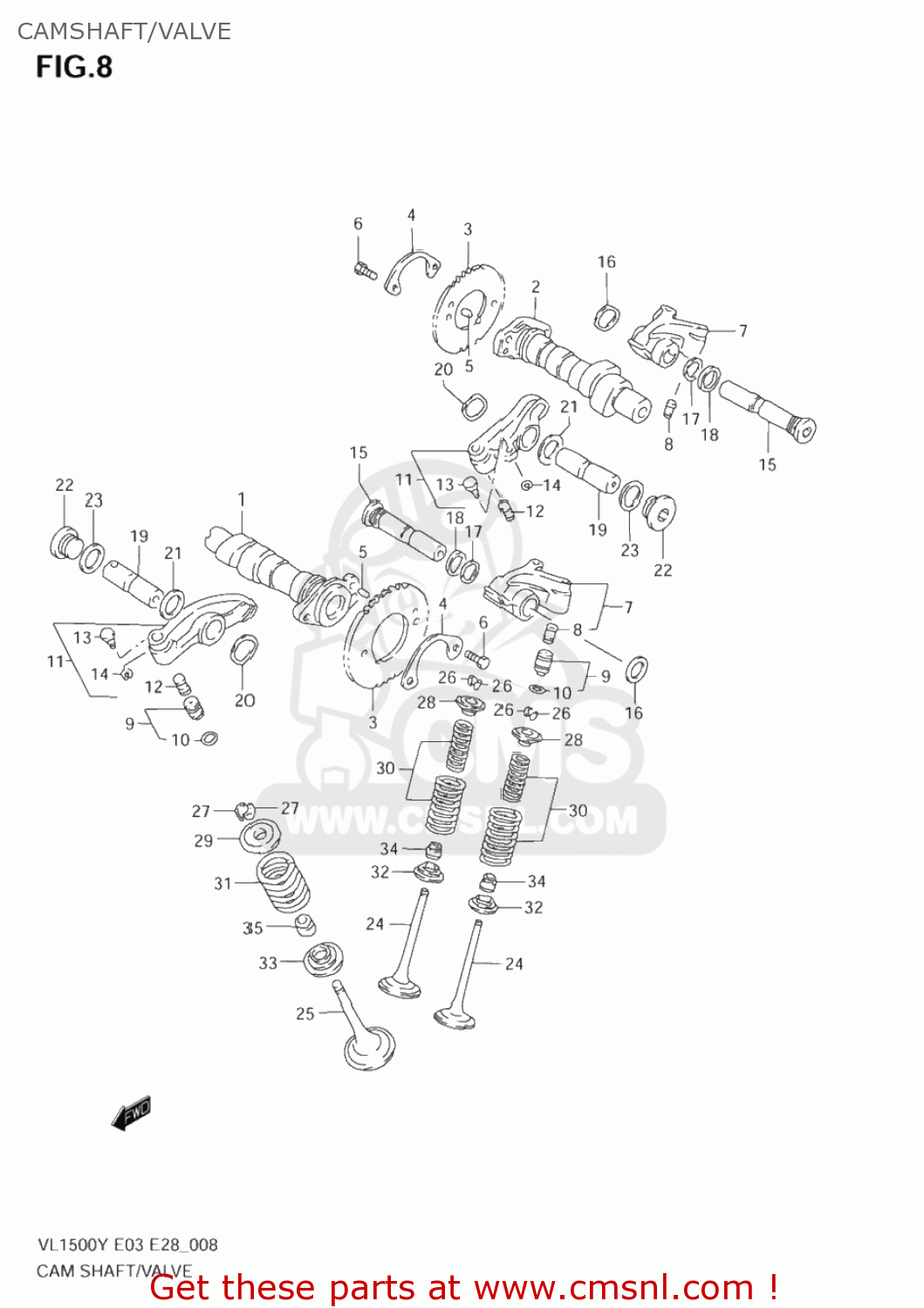 CAMSHAFT/VALVE VL1500 INTRUDER 1998 (W) USA (E03)