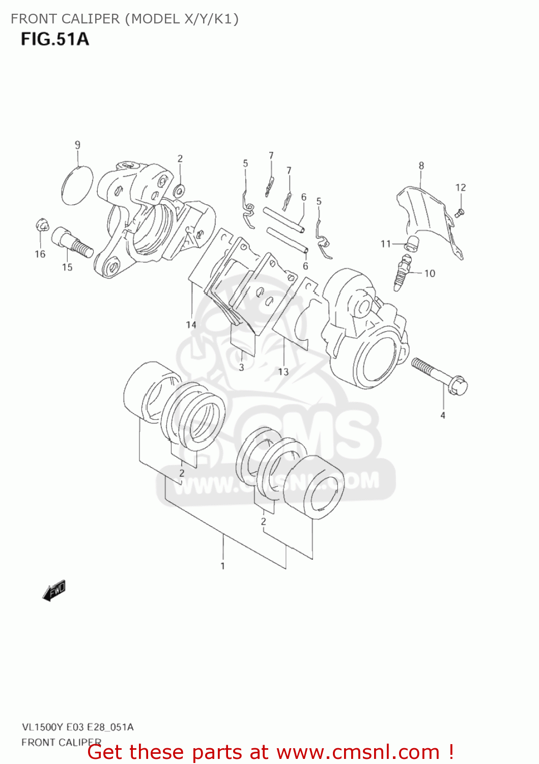 FRONT CALIPER (MODEL X/Y/K1) VL1500 INTRUDER 1998 (W) USA (E03)