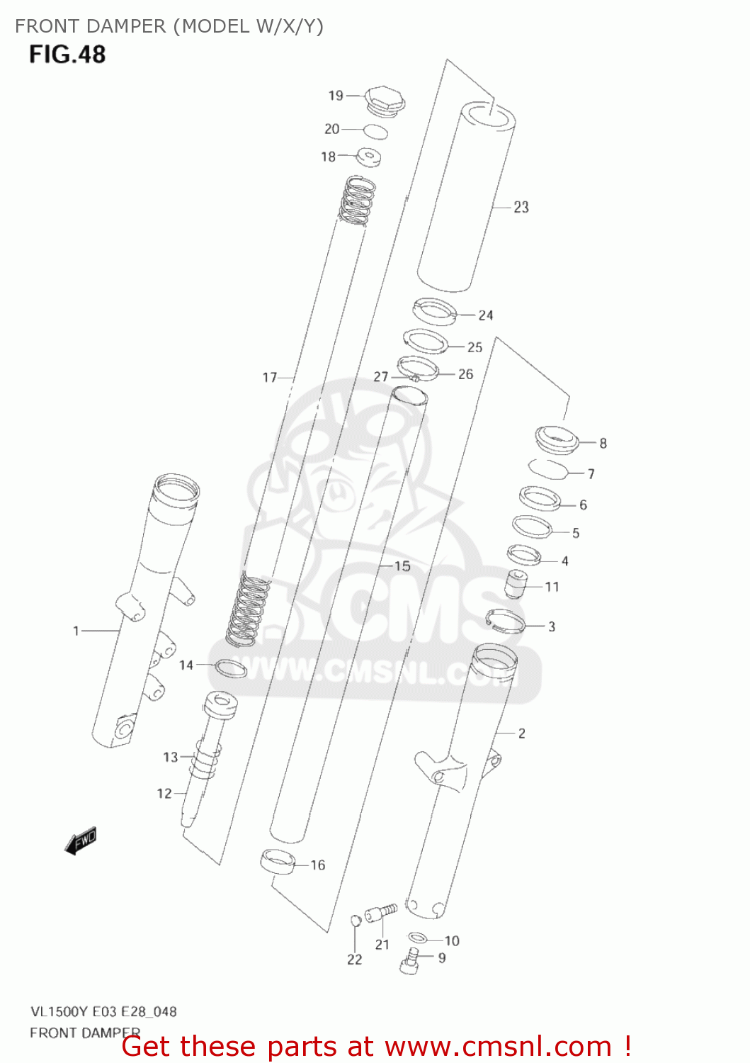 FRONT DAMPER (MODEL W/X/Y) VL1500 INTRUDER 1998 (W) USA (E03)