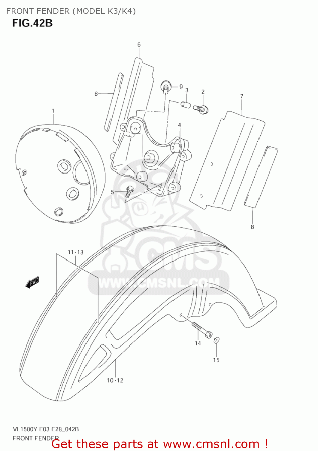 FRONT FENDER (MODEL K3/K4) VL1500 INTRUDER 1998 (W) USA (E03)