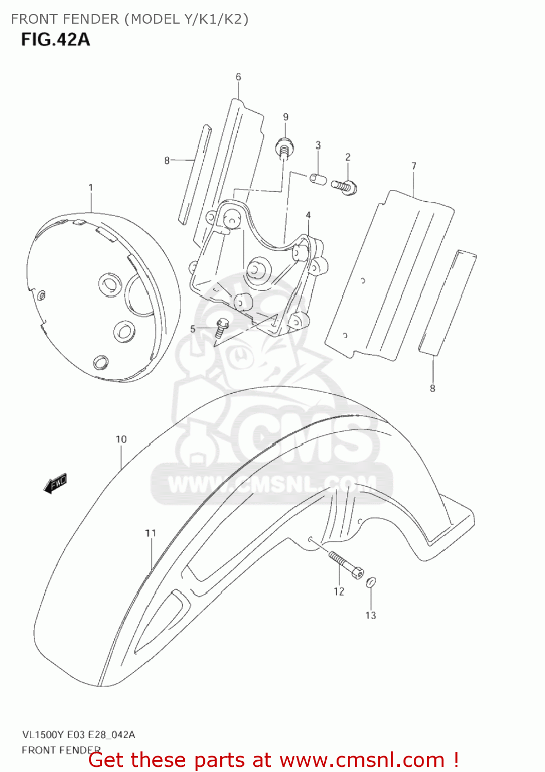 FRONT FENDER (MODEL Y/K1/K2) VL1500 INTRUDER 1998 (W) USA (E03)