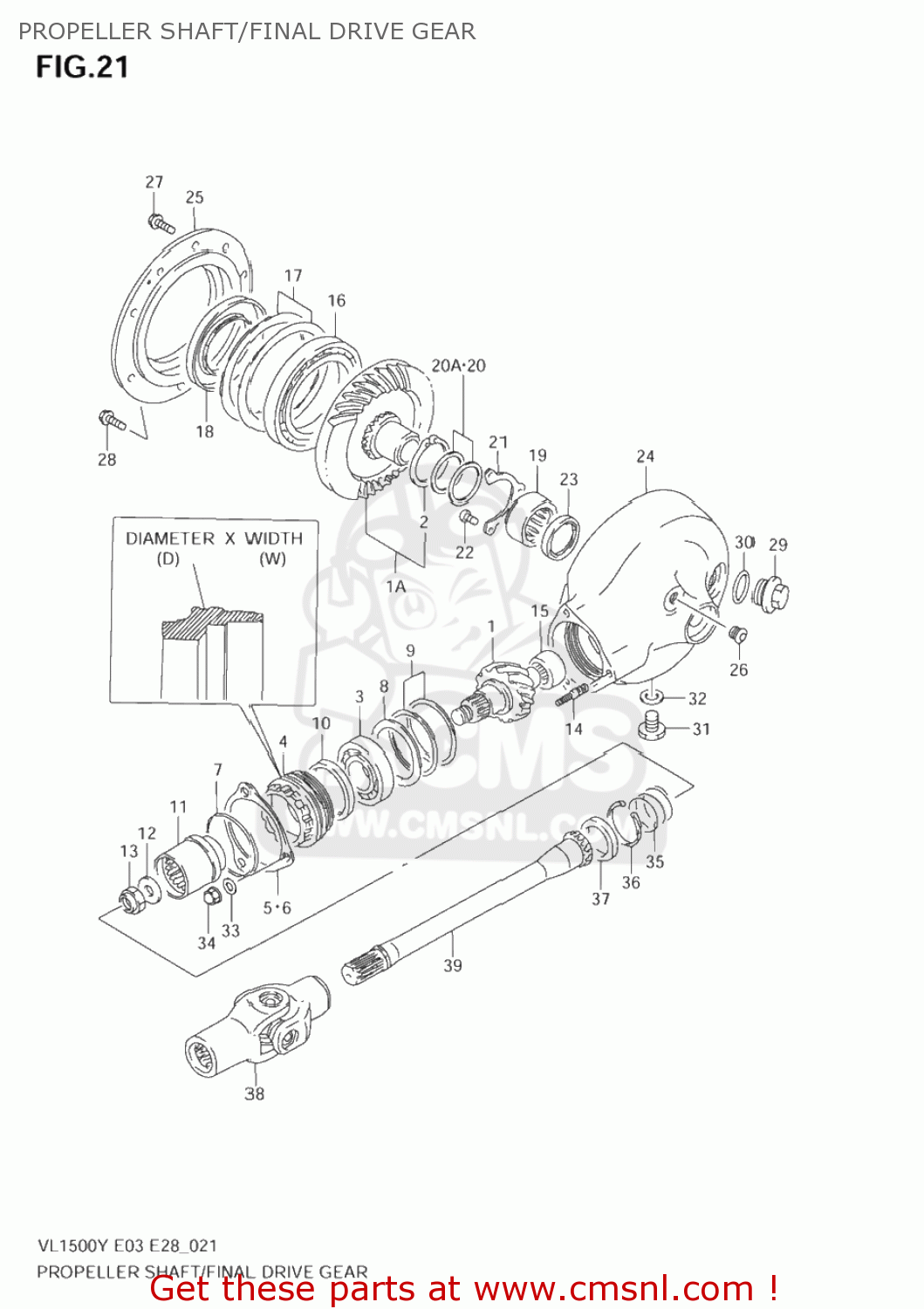 PROPELLER SHAFT/FINAL DRIVE GEAR VL1500 INTRUDER 1998 (W) USA (E03)