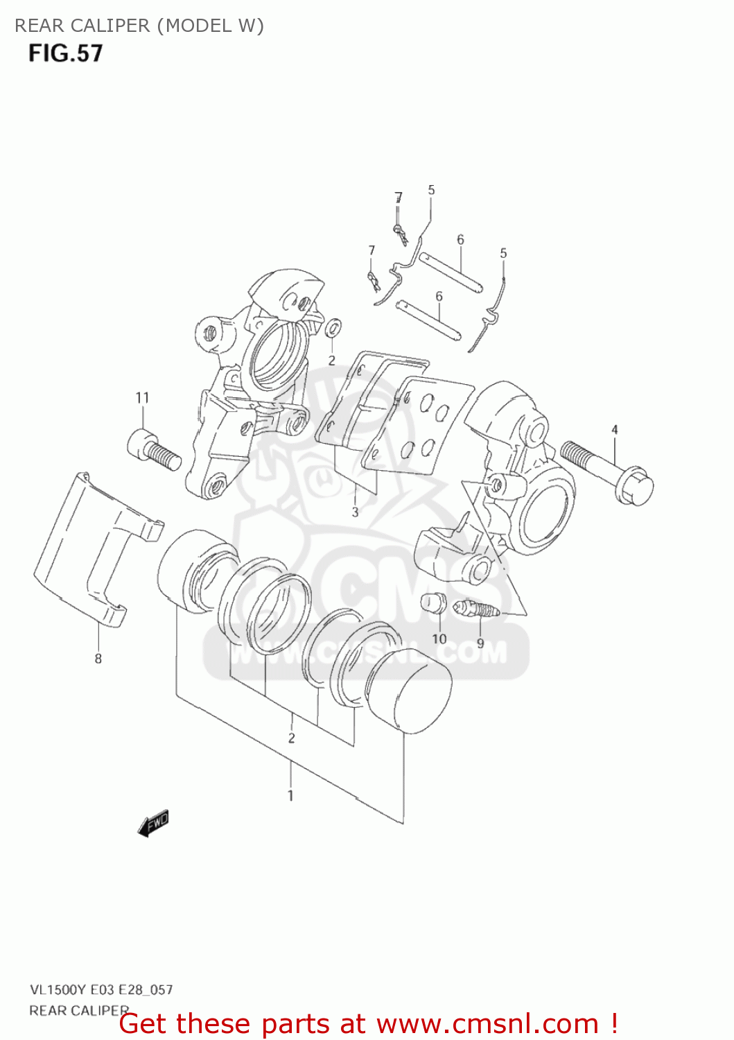 REAR CALIPER (MODEL W) VL1500 INTRUDER 1998 (W) USA (E03)