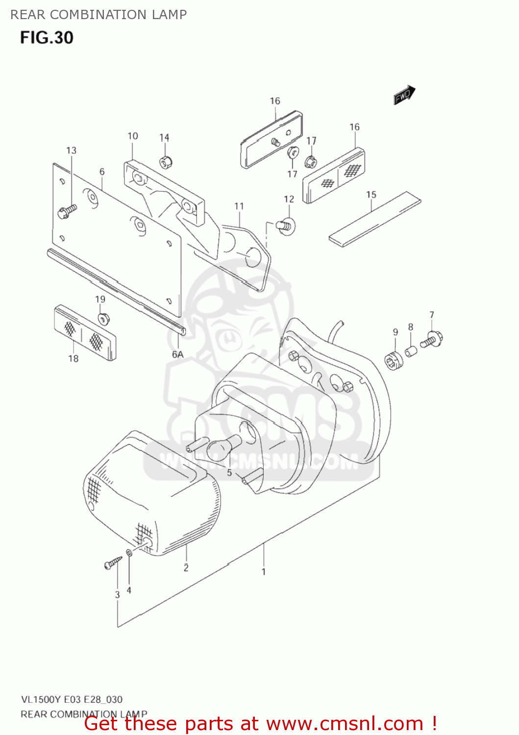 REAR COMBINATION LAMP VL1500 INTRUDER 1998 (W) USA (E03)