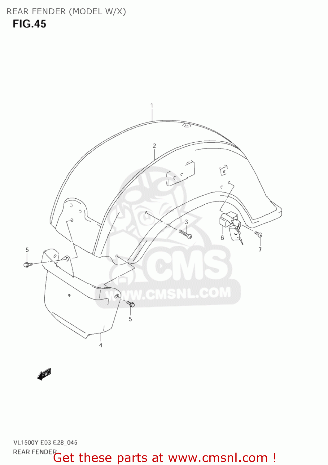 REAR FENDER (MODEL W/X) VL1500 INTRUDER 1998 (W) USA (E03)