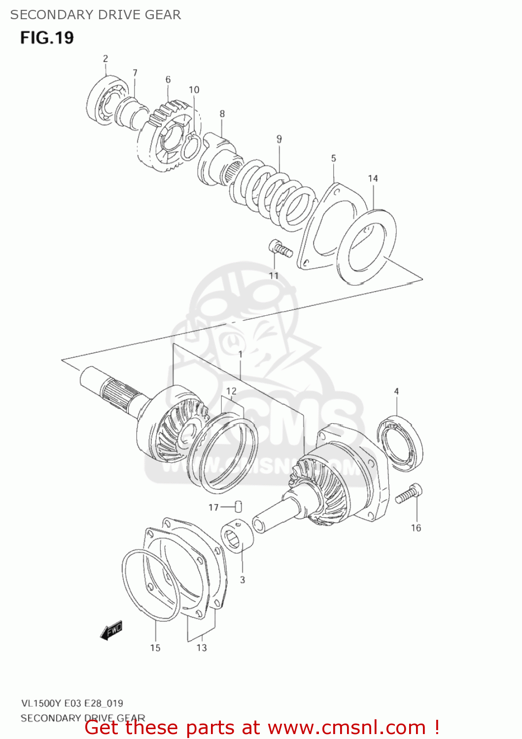SECONDARY DRIVE GEAR VL1500 INTRUDER 1998 (W) USA (E03)