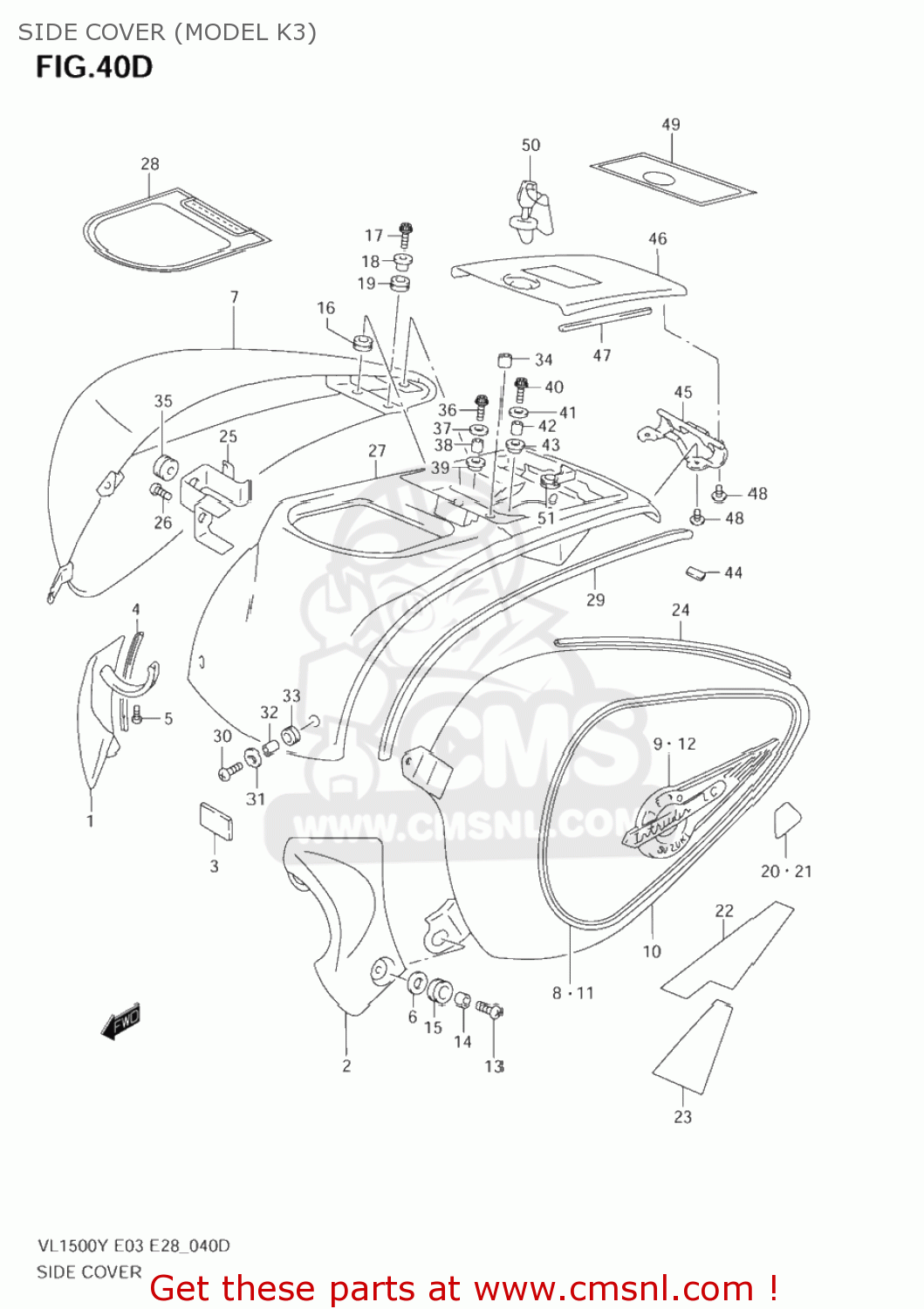 SIDE COVER (MODEL K3) VL1500 INTRUDER 1998 (W) USA (E03)