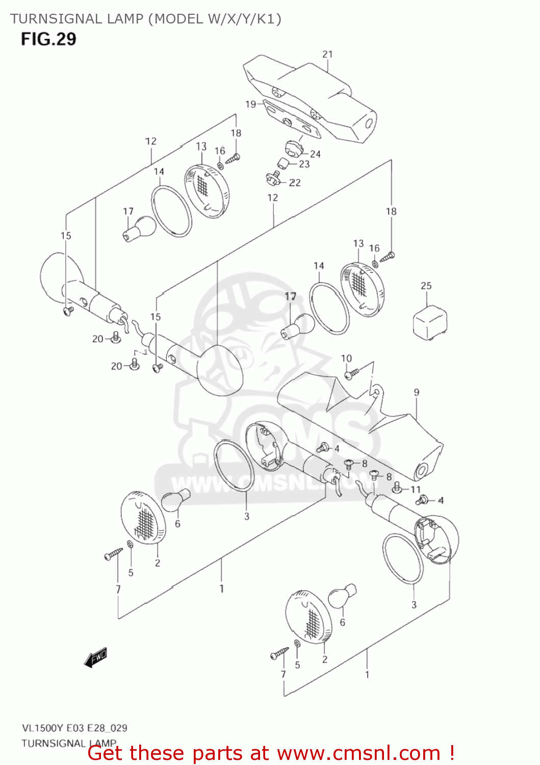 TURNSIGNAL LAMP (MODEL W/X/Y/K1) VL1500 INTRUDER 1998 (W) USA (E03)