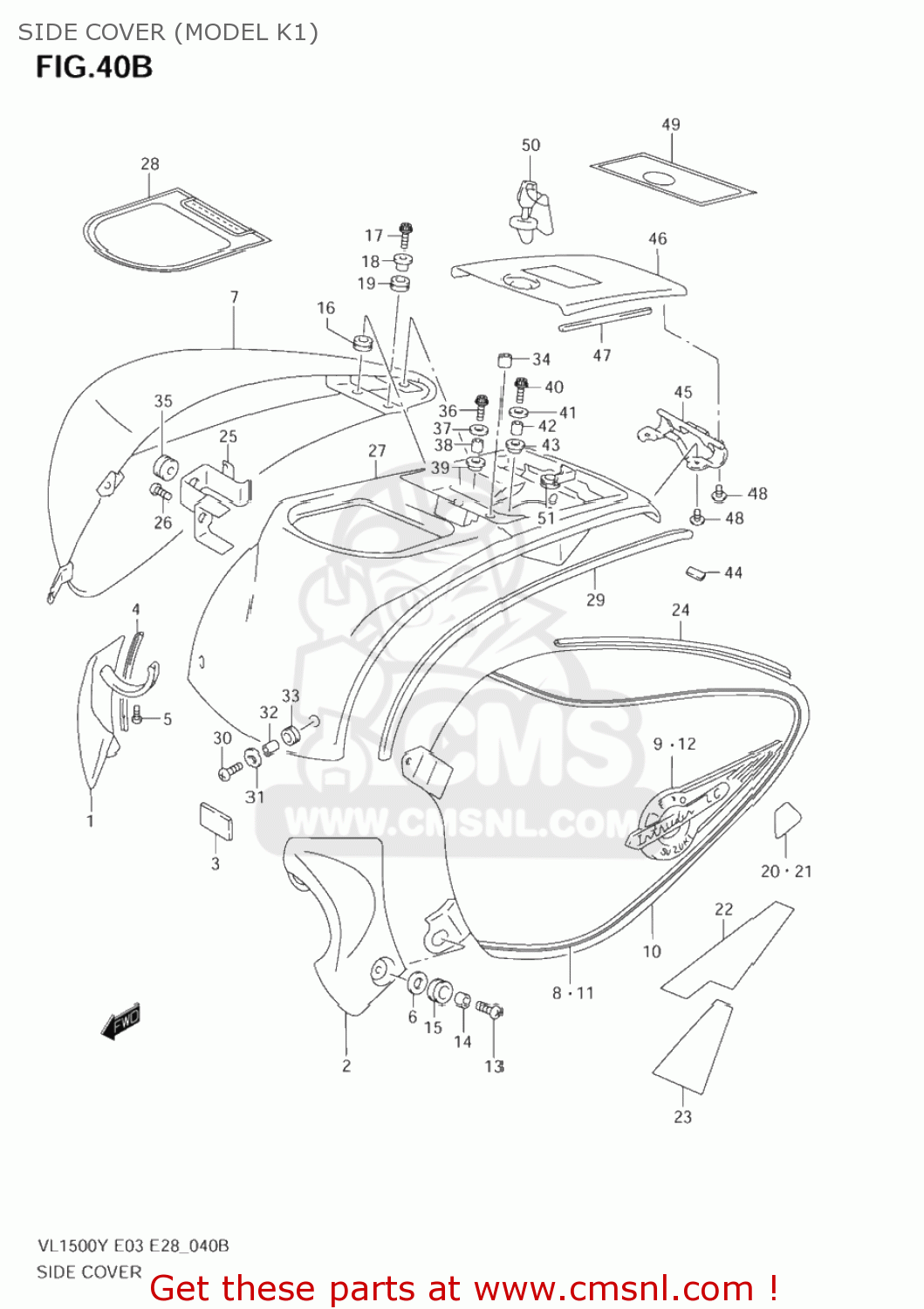 SIDE COVER (MODEL K1) VL1500 INTRUDER 1999 (X) USA (E03)