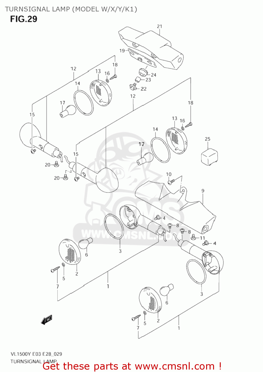 TURNSIGNAL LAMP (MODEL W/X/Y/K1) VL1500 INTRUDER 1999 (X) USA (E03)
