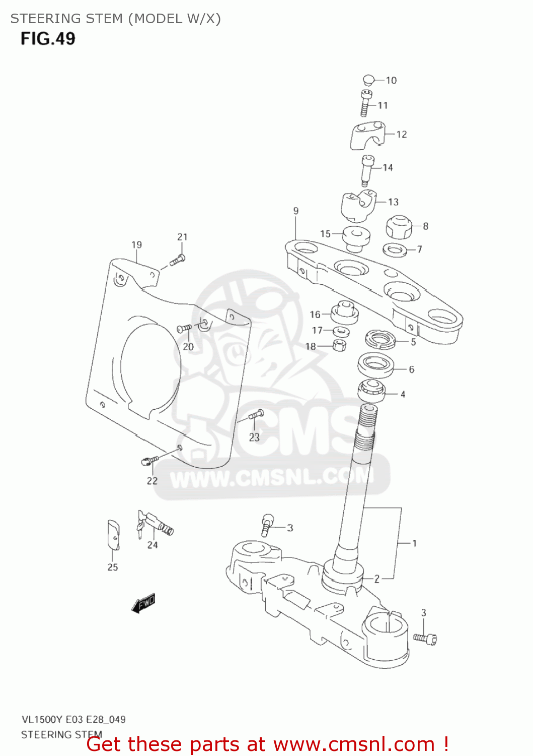STEERING STEM (MODEL W/X) VL1500 INTRUDER 2001 (K1) USA (E03)