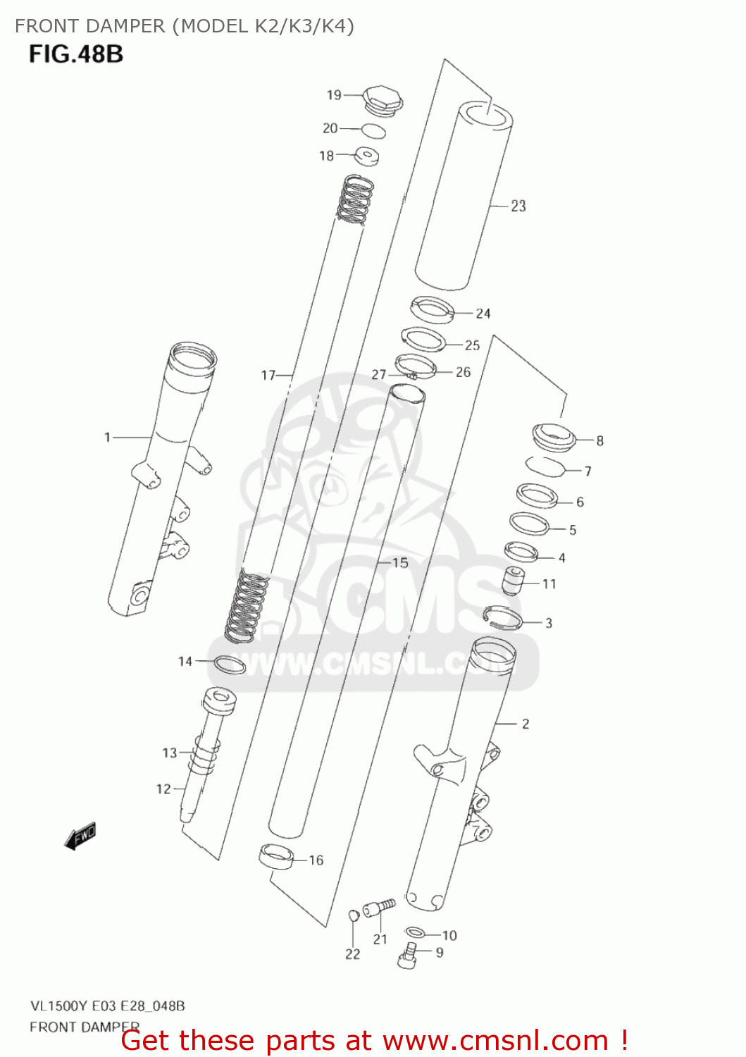 FRONT DAMPER (MODEL K2/K3/K4) VL1500 INTRUDER 2002 (K2) USA (E03)