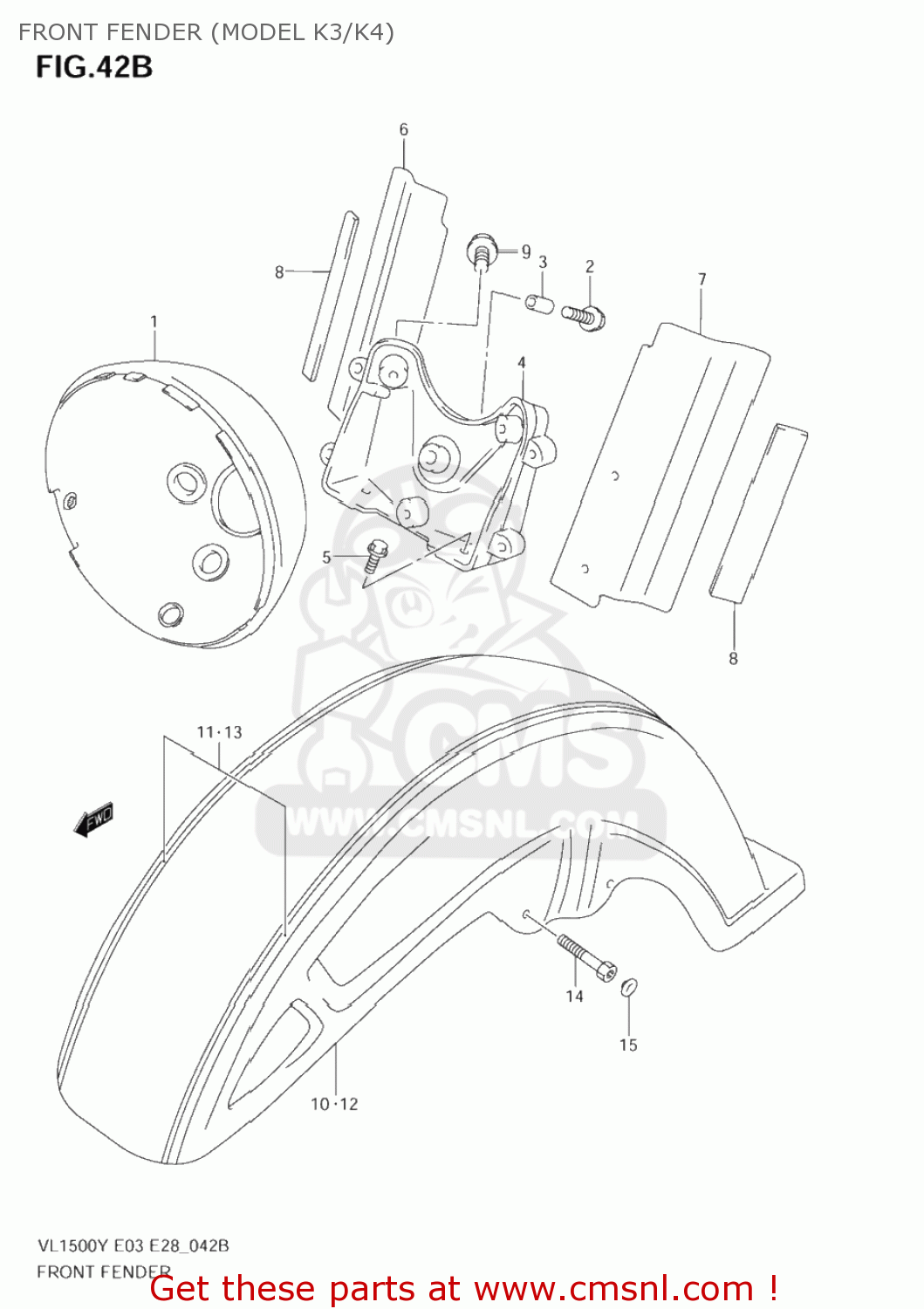 FRONT FENDER (MODEL K3/K4) VL1500 INTRUDER 2002 (K2) USA (E03)
