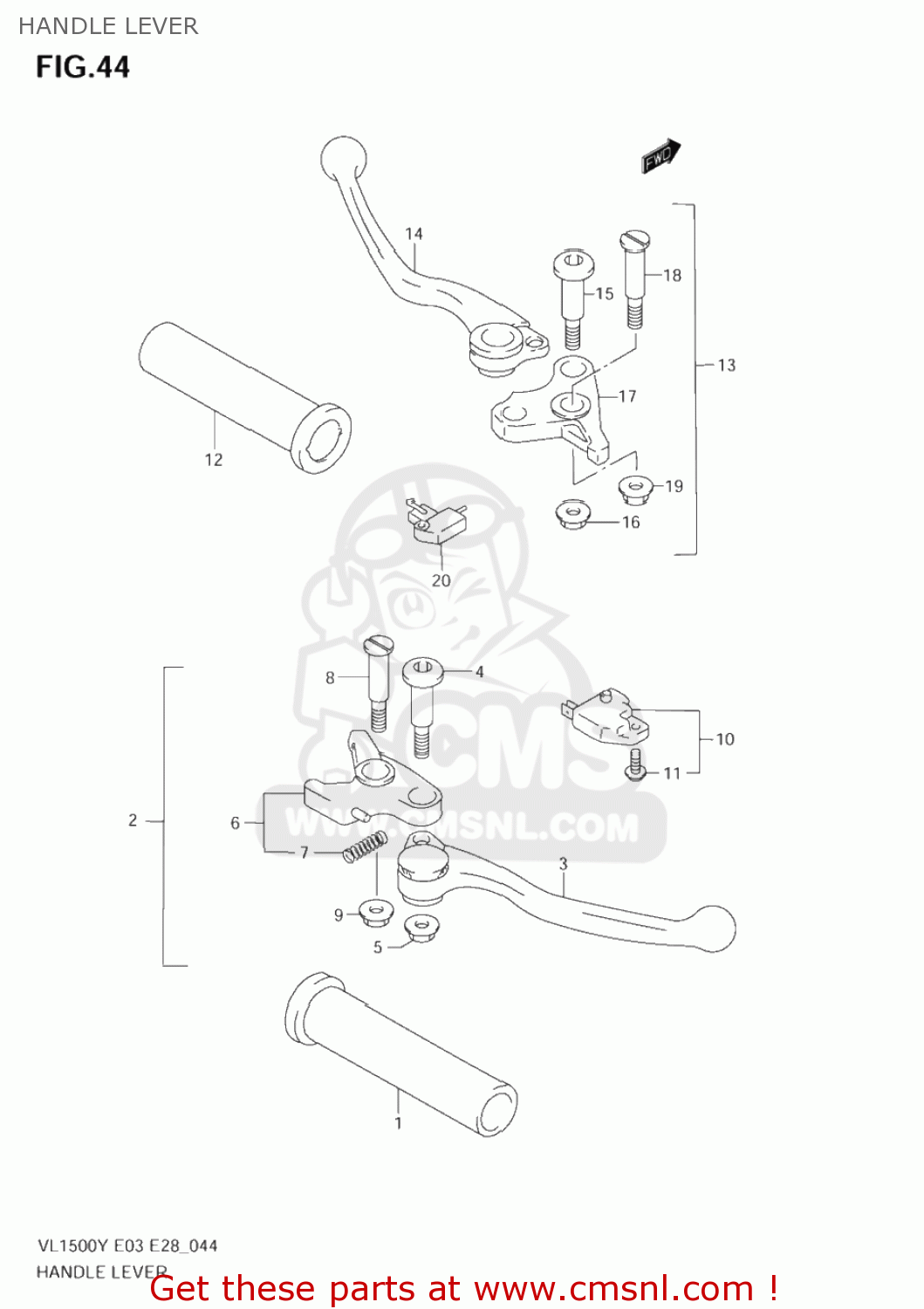 HANDLE LEVER VL1500 INTRUDER 2002 (K2) USA (E03)