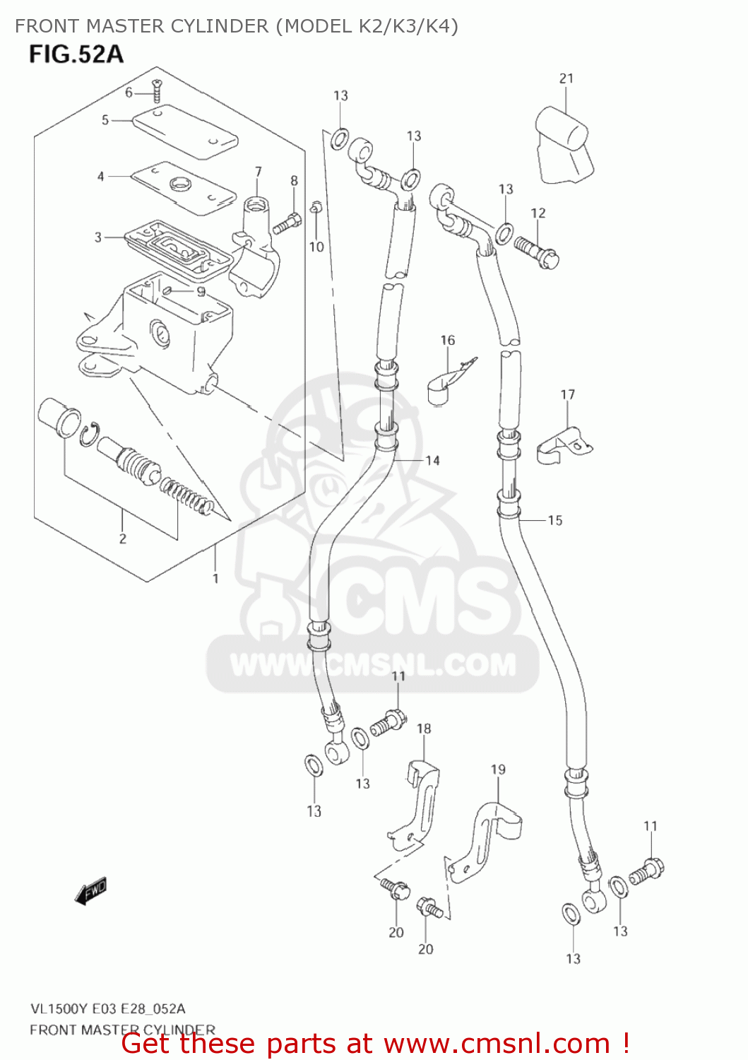 FRONT MASTER CYLINDER (MODEL K2/K3/K4) VL1500 INTRUDER 2003 (K3) USA (E03)