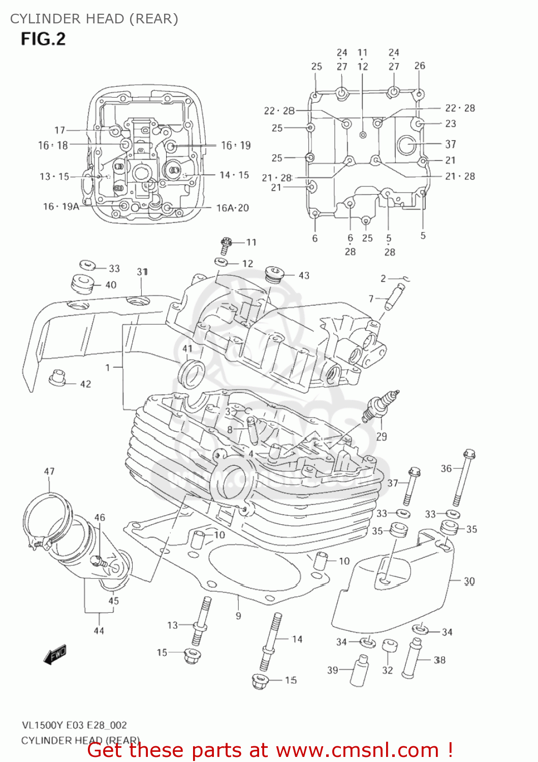 CYLINDER HEAD (REAR) VL1500 INTRUDER 2004 (K4) USA (E03)
