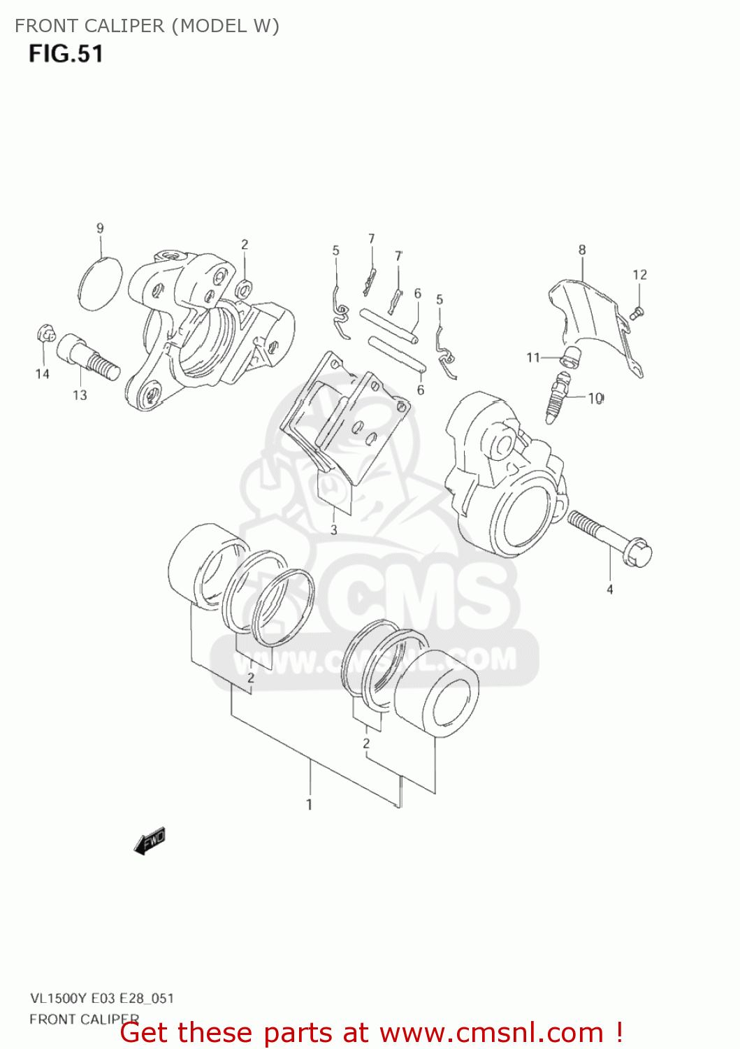 FRONT CALIPER (MODEL W) VL1500 INTRUDER 2004 (K4) USA (E03)