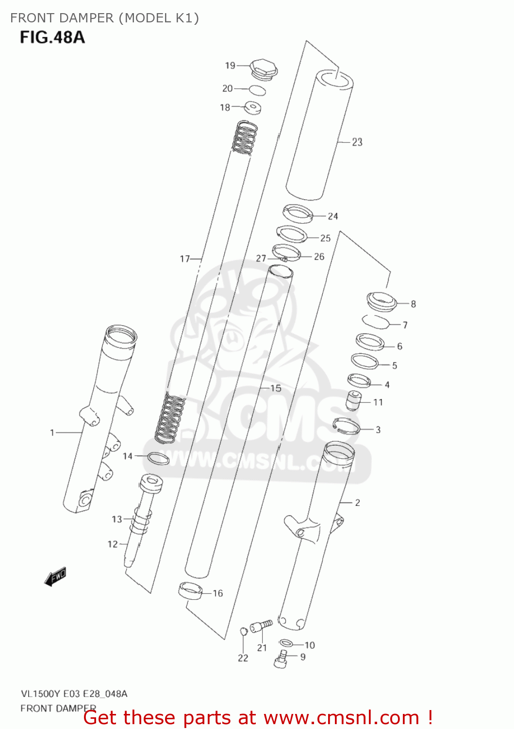 FRONT DAMPER (MODEL K1) VL1500 INTRUDER 2004 (K4) USA (E03)