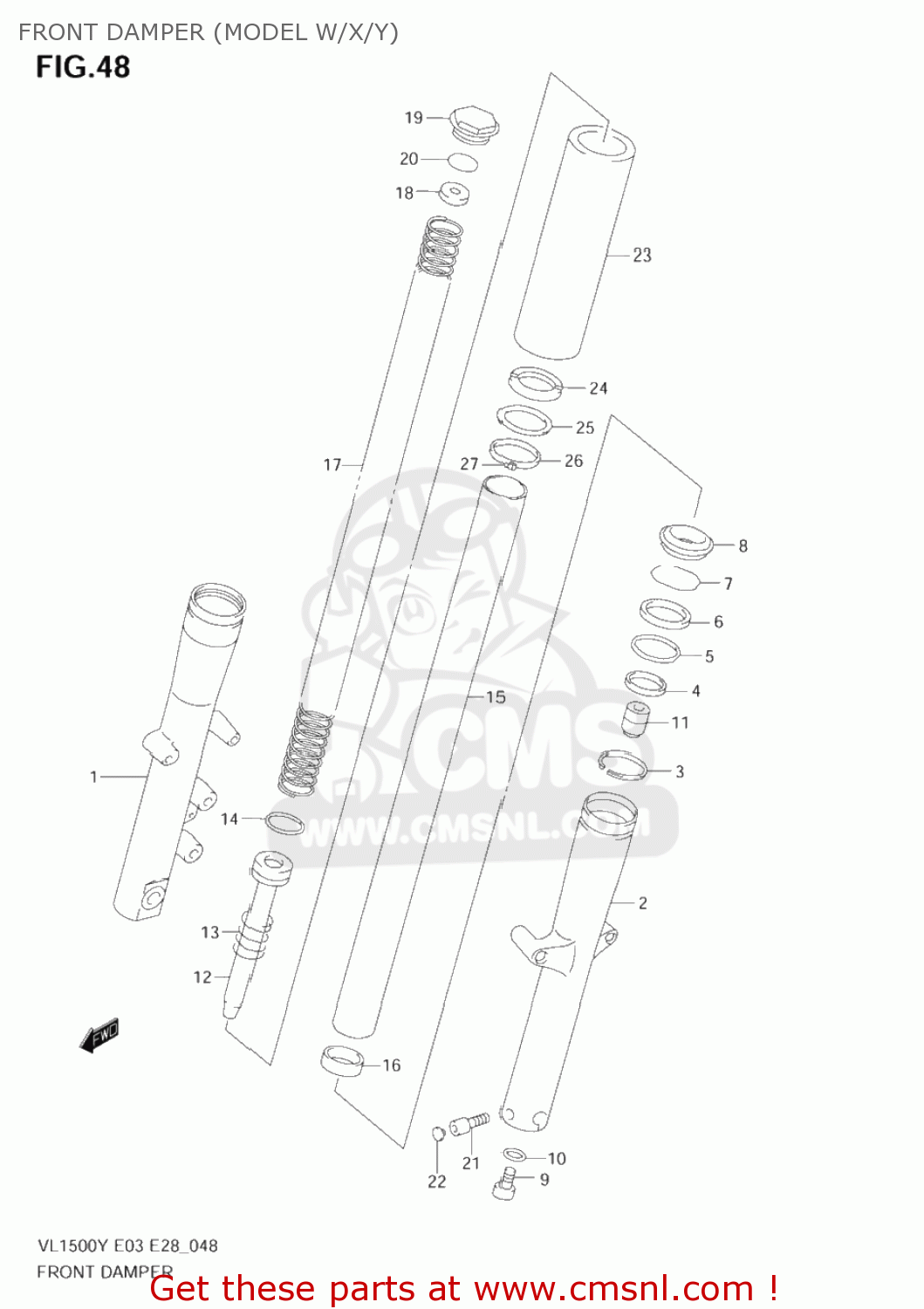 FRONT DAMPER (MODEL W/X/Y) VL1500 INTRUDER 2004 (K4) USA (E03)