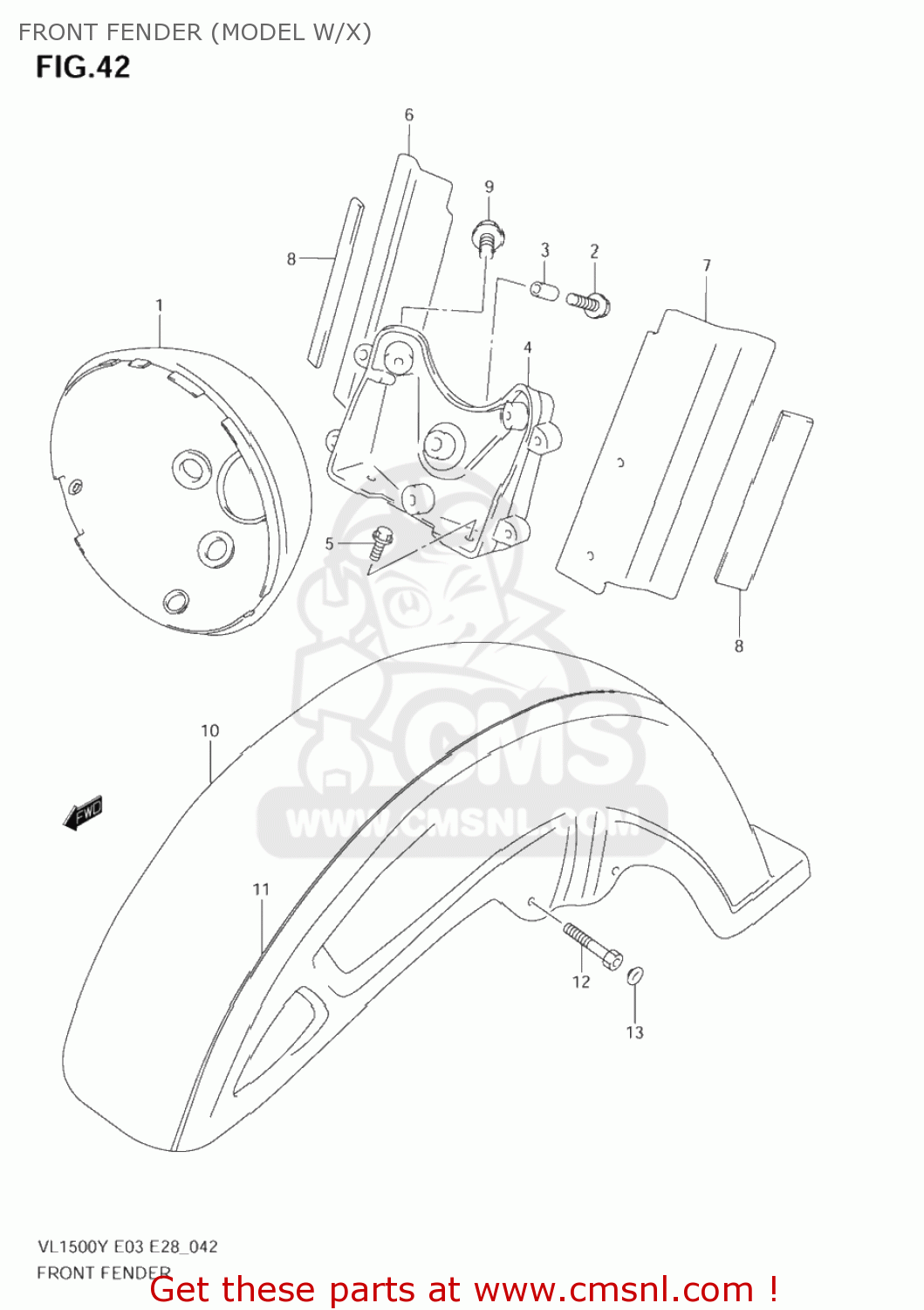 FRONT FENDER (MODEL W/X) VL1500 INTRUDER 2004 (K4) USA (E03)