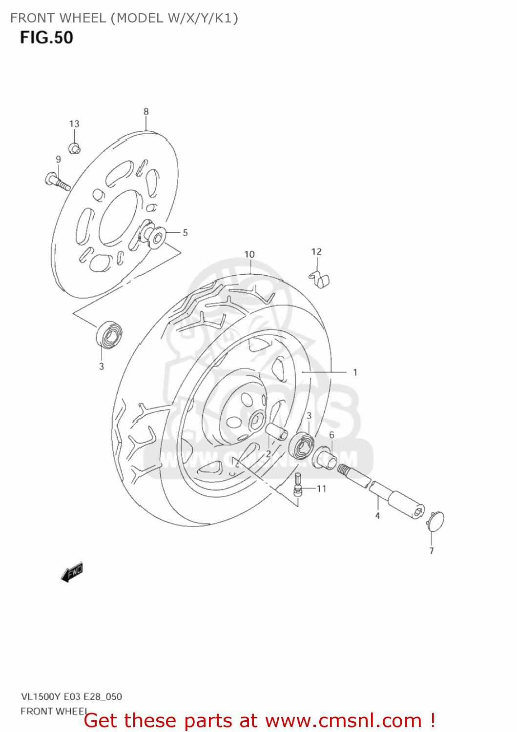 FRONT WHEEL (MODEL W/X/Y/K1) VL1500 INTRUDER 2004 (K4) USA (E03)