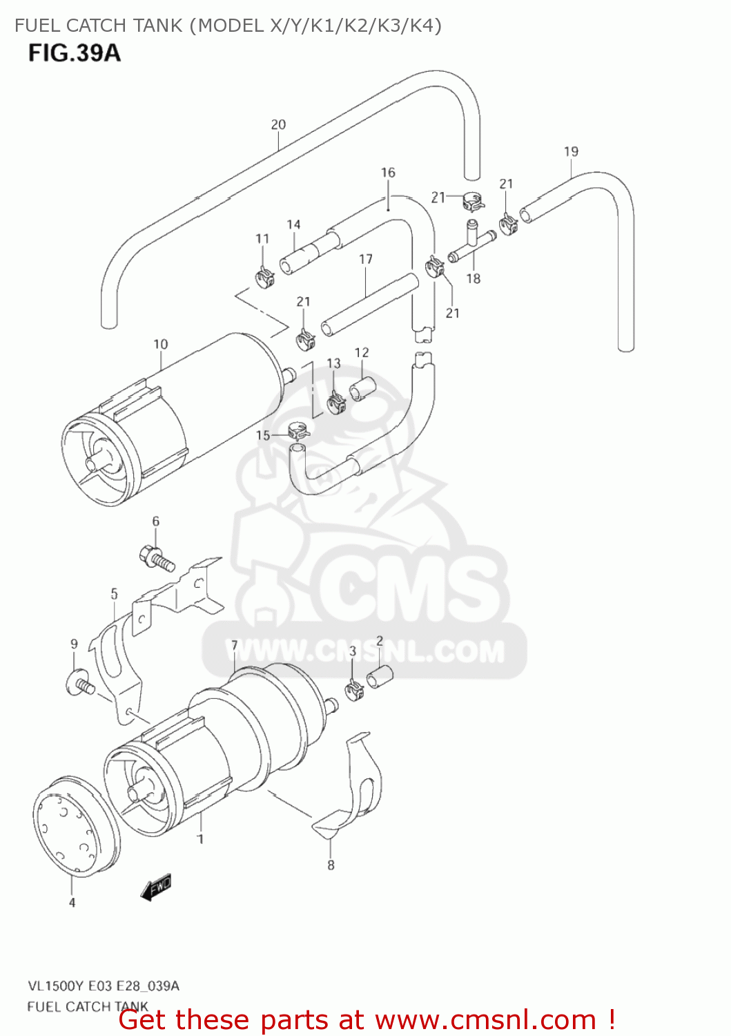 FUEL CATCH TANK (MODEL X/Y/K1/K2/K3/K4) VL1500B INTRUDER 1998 (W) USA (E03)