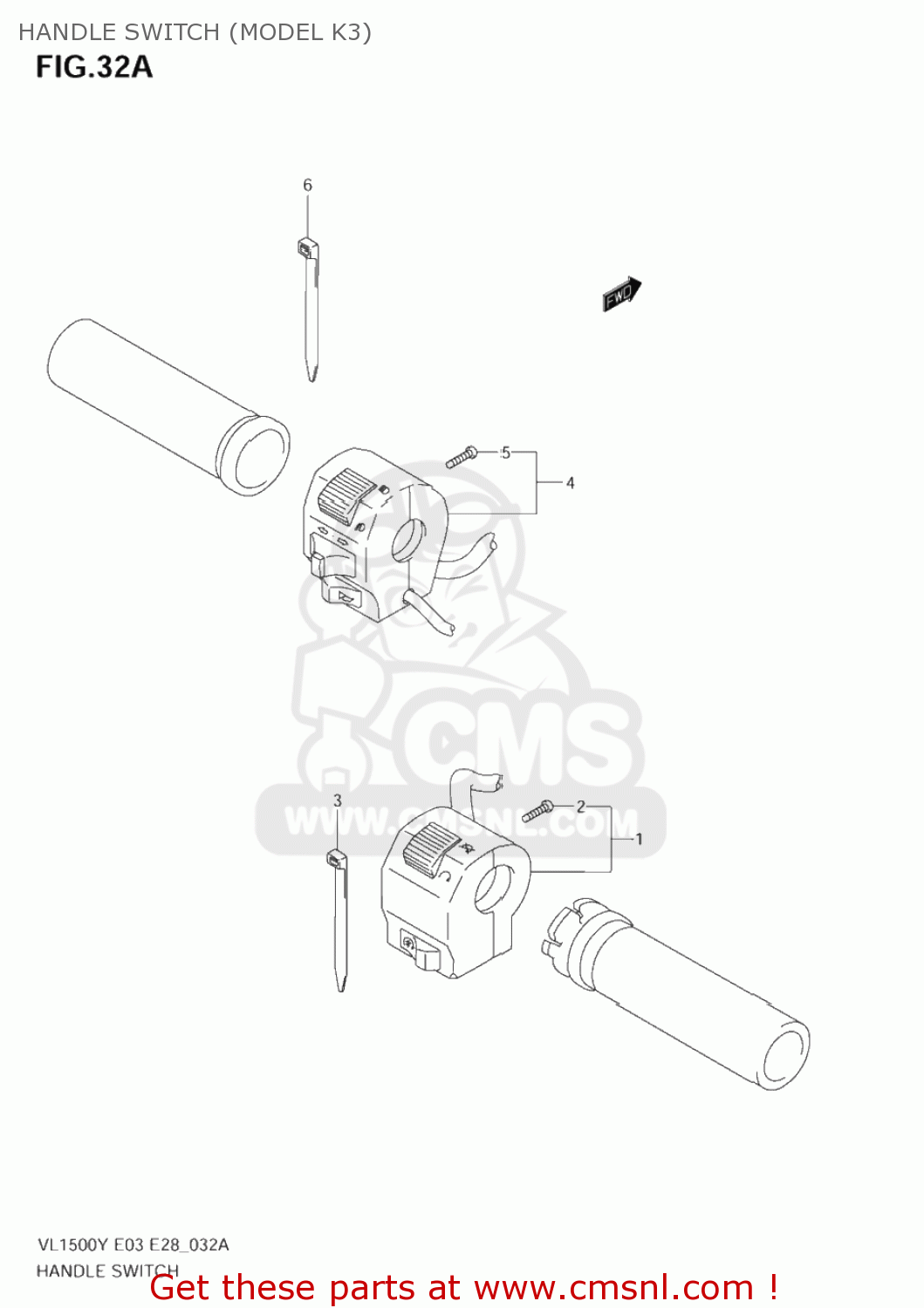 HANDLE SWITCH (MODEL K3) VL1500B INTRUDER 1998 (W) USA (E03)