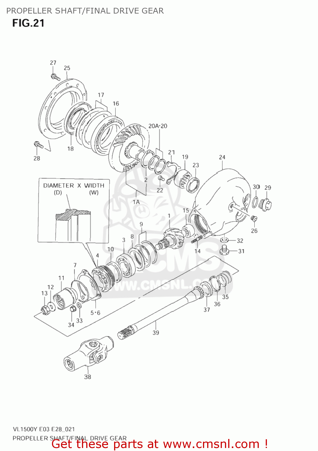 PROPELLER SHAFT/FINAL DRIVE GEAR VL1500B INTRUDER 1998 (W) USA (E03)