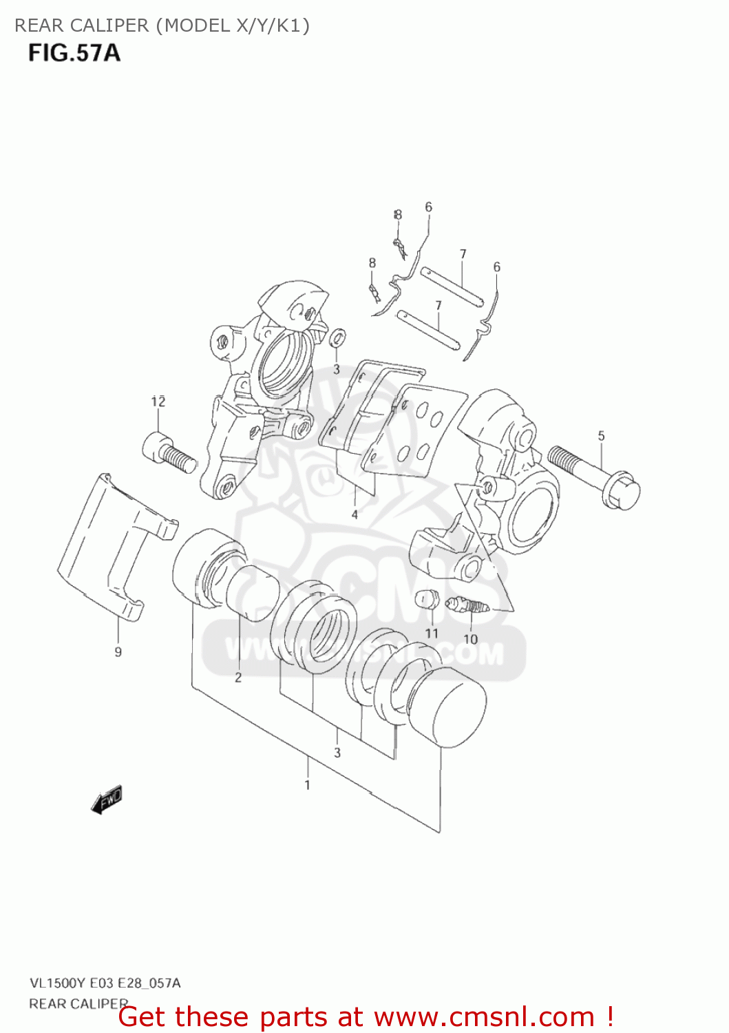 REAR CALIPER (MODEL X/Y/K1) VL1500B INTRUDER 1998 (W) USA (E03)