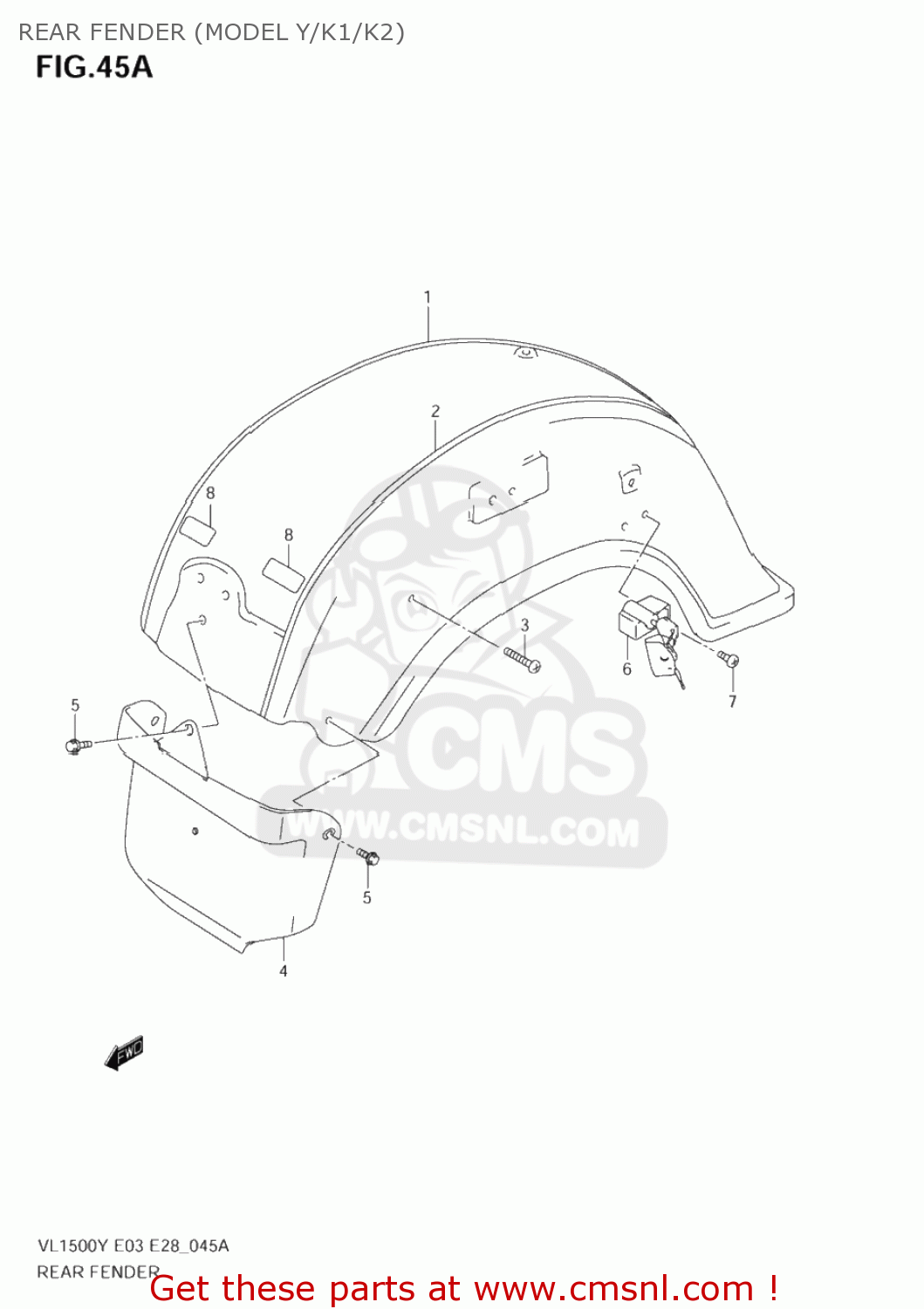 REAR FENDER (MODEL Y/K1/K2) VL1500B INTRUDER 1998 (W) USA (E03)