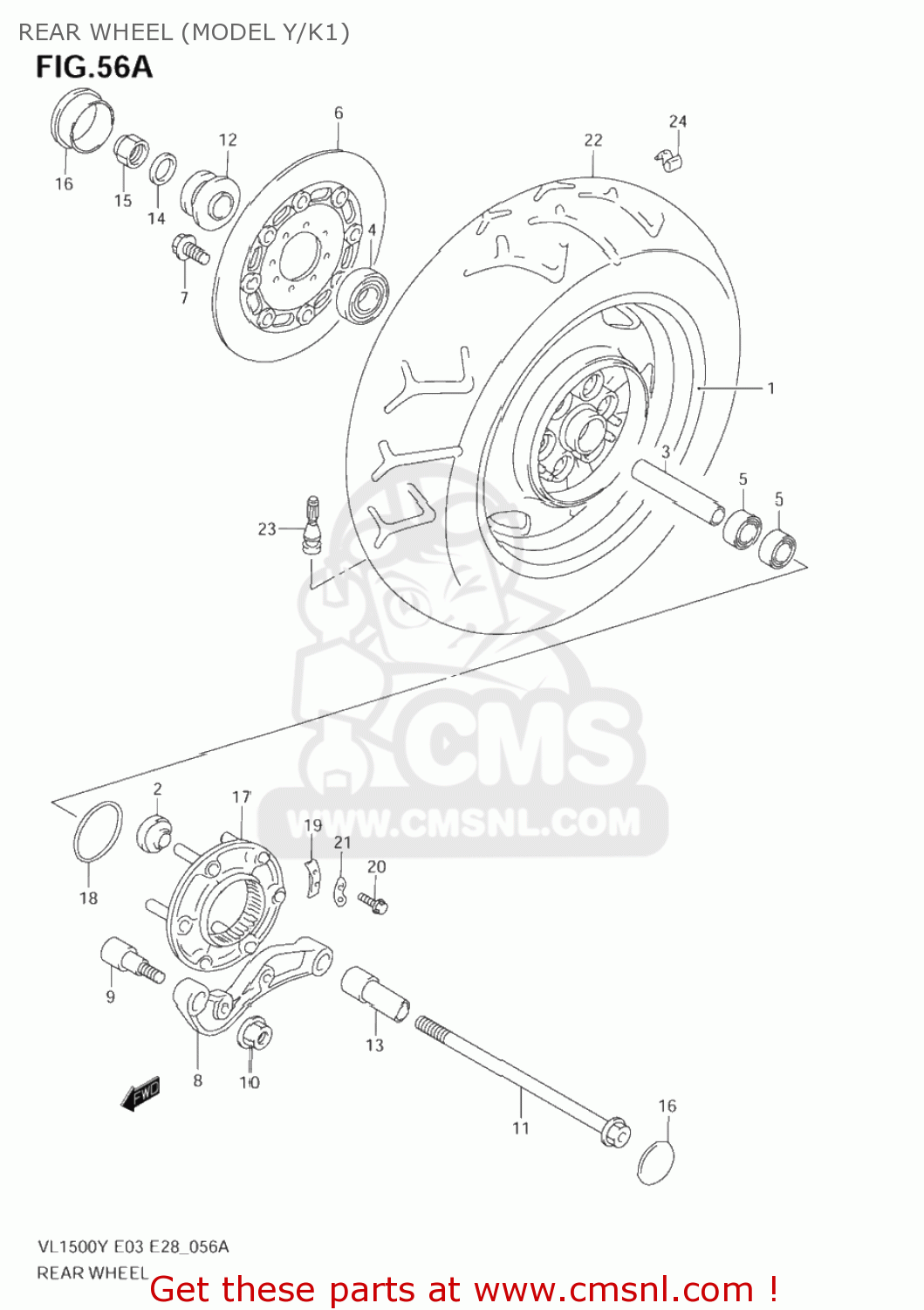 REAR WHEEL (MODEL Y/K1) VL1500B INTRUDER 1998 (W) USA (E03)