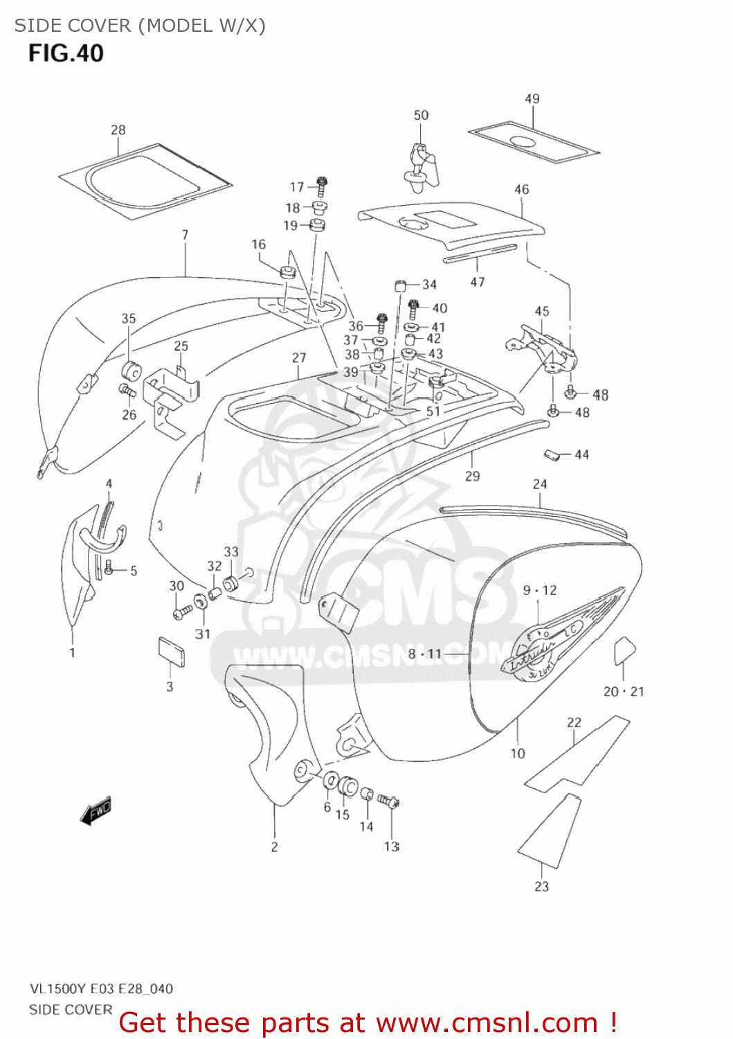 SIDE COVER (MODEL W/X) VL1500B INTRUDER 1998 (W) USA (E03)
