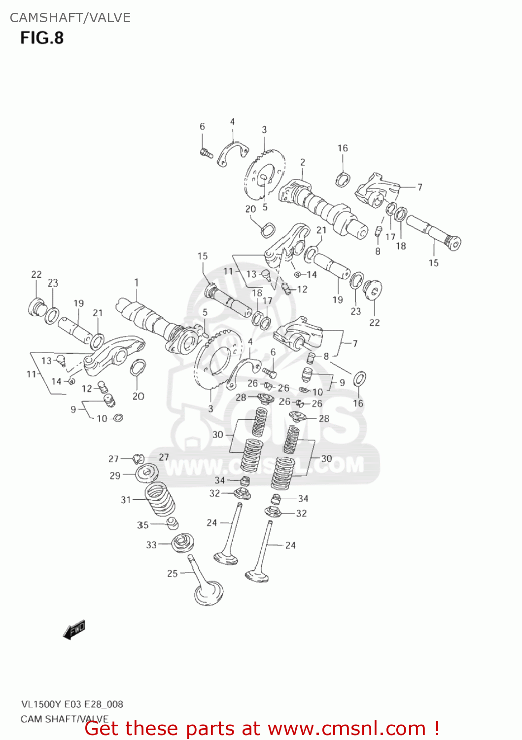 CAMSHAFT/VALVE VL1500B INTRUDER 1999 (X) USA (E03)