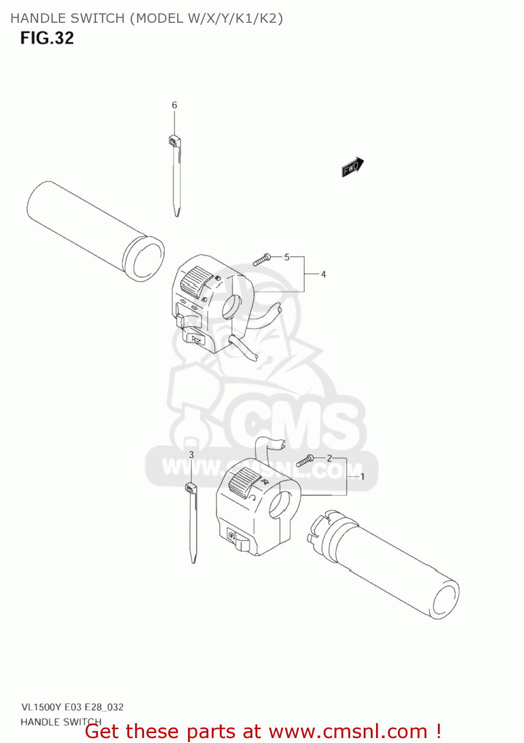 HANDLE SWITCH (MODEL W/X/Y/K1/K2) VL1500B INTRUDER 2000 (Y) USA (E03)