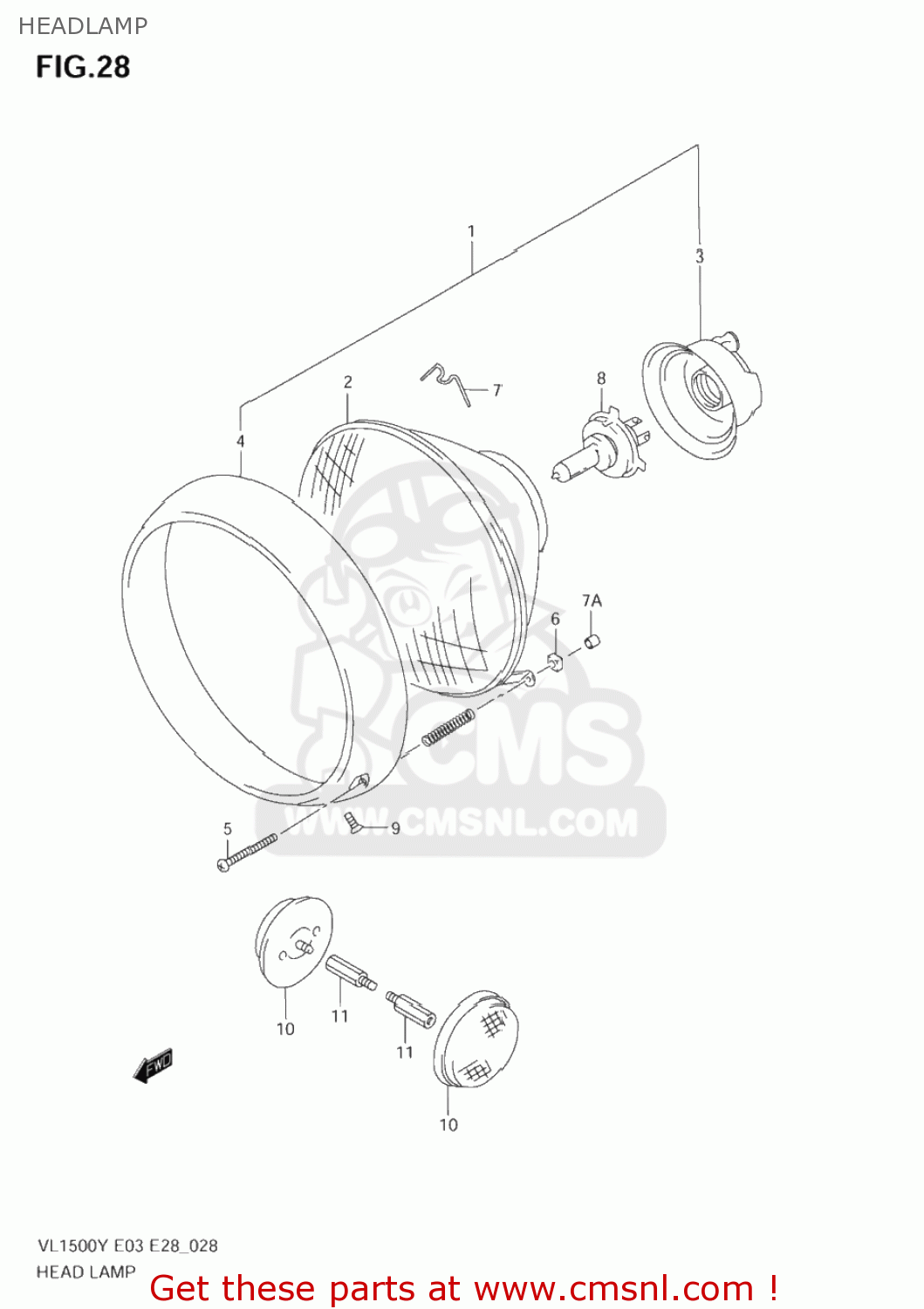 HEADLAMP VL1500B INTRUDER 2000 (Y) USA (E03)