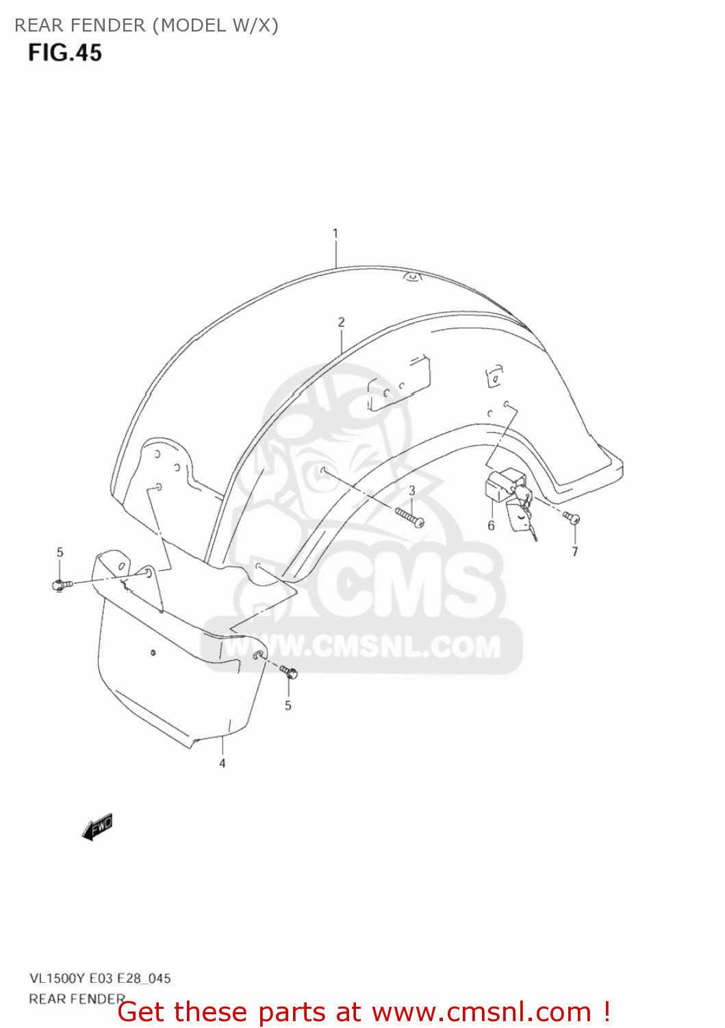 REAR FENDER (MODEL W/X) VL1500B INTRUDER 2000 (Y) USA (E03)