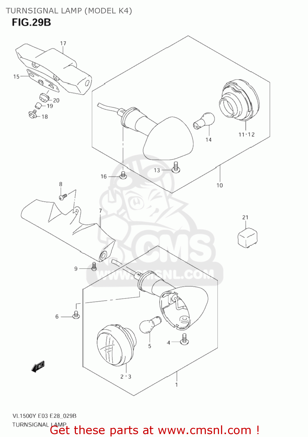 TURNSIGNAL LAMP (MODEL K4) VL1500B INTRUDER 2000 (Y) USA (E03)