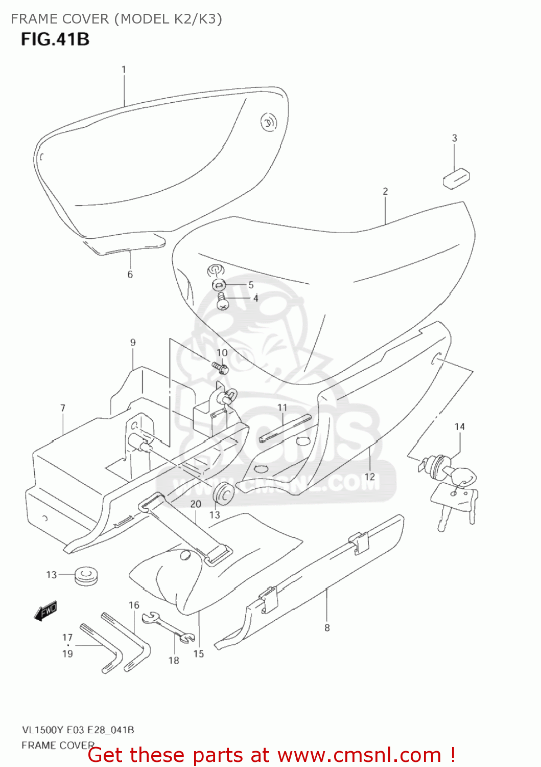 FRAME COVER (MODEL K2/K3) VL1500B INTRUDER 2001 (K1) USA (E03)