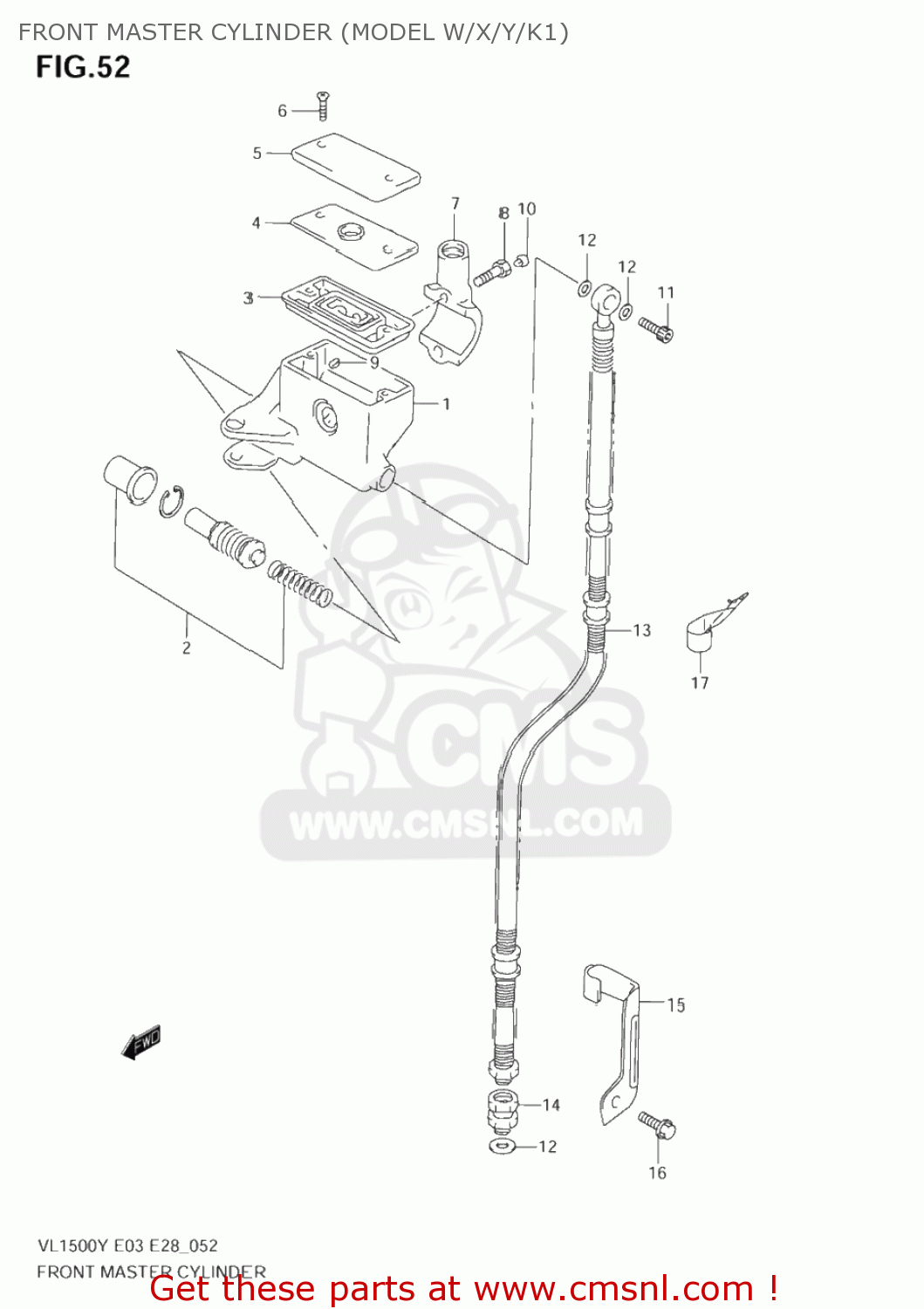 FRONT MASTER CYLINDER (MODEL W/X/Y/K1) VL1500B INTRUDER 2001 (K1) USA (E03)