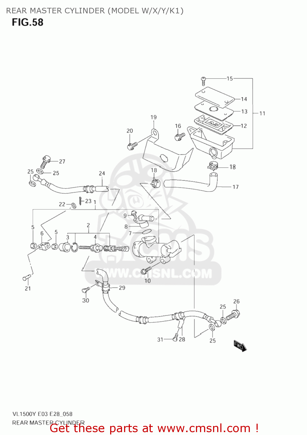 REAR MASTER CYLINDER (MODEL W/X/Y/K1) VL1500B INTRUDER 2001 (K1) USA (E03)