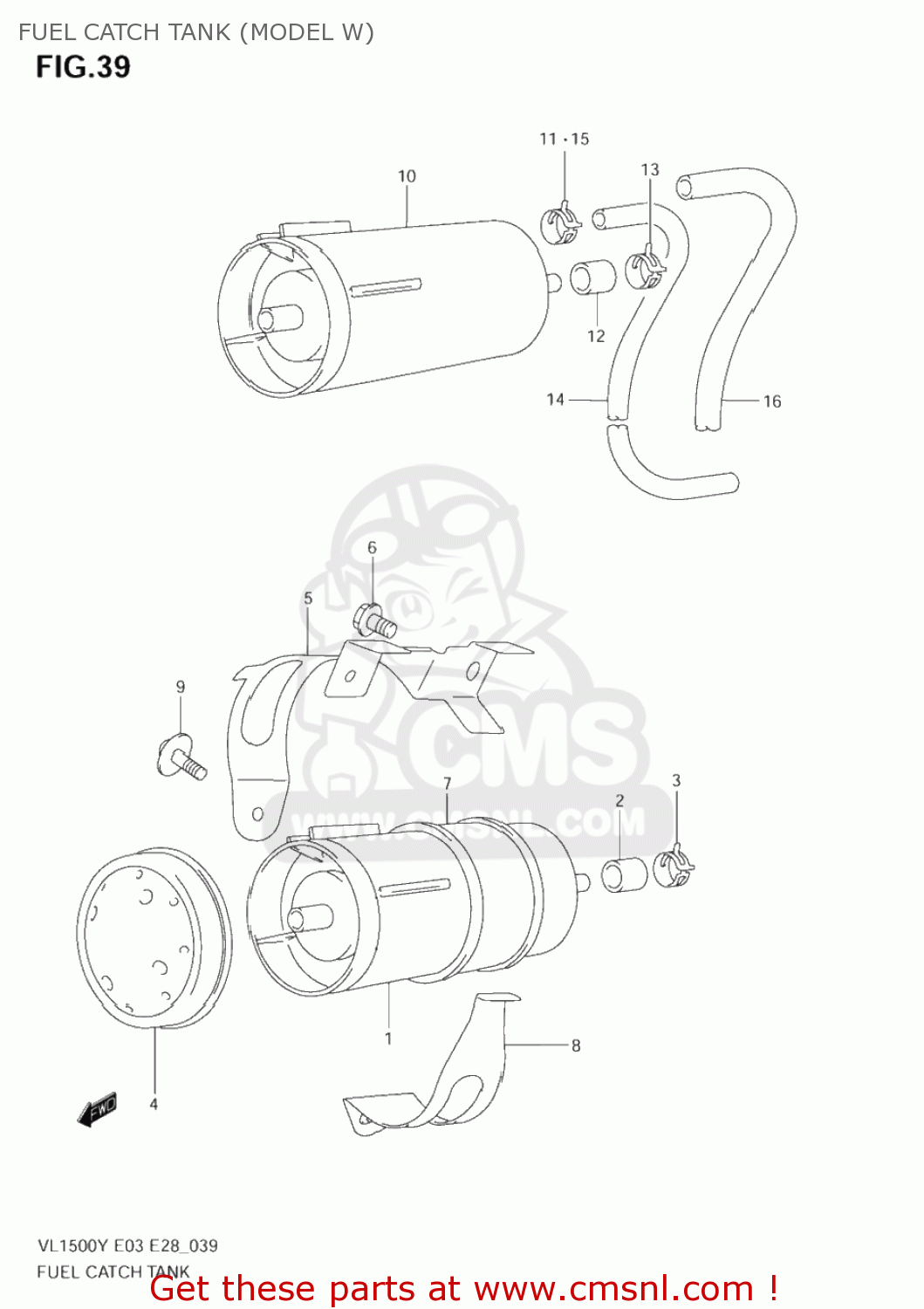 FUEL CATCH TANK (MODEL W) VL1500B INTRUDER 2002 (K2) USA (E03)